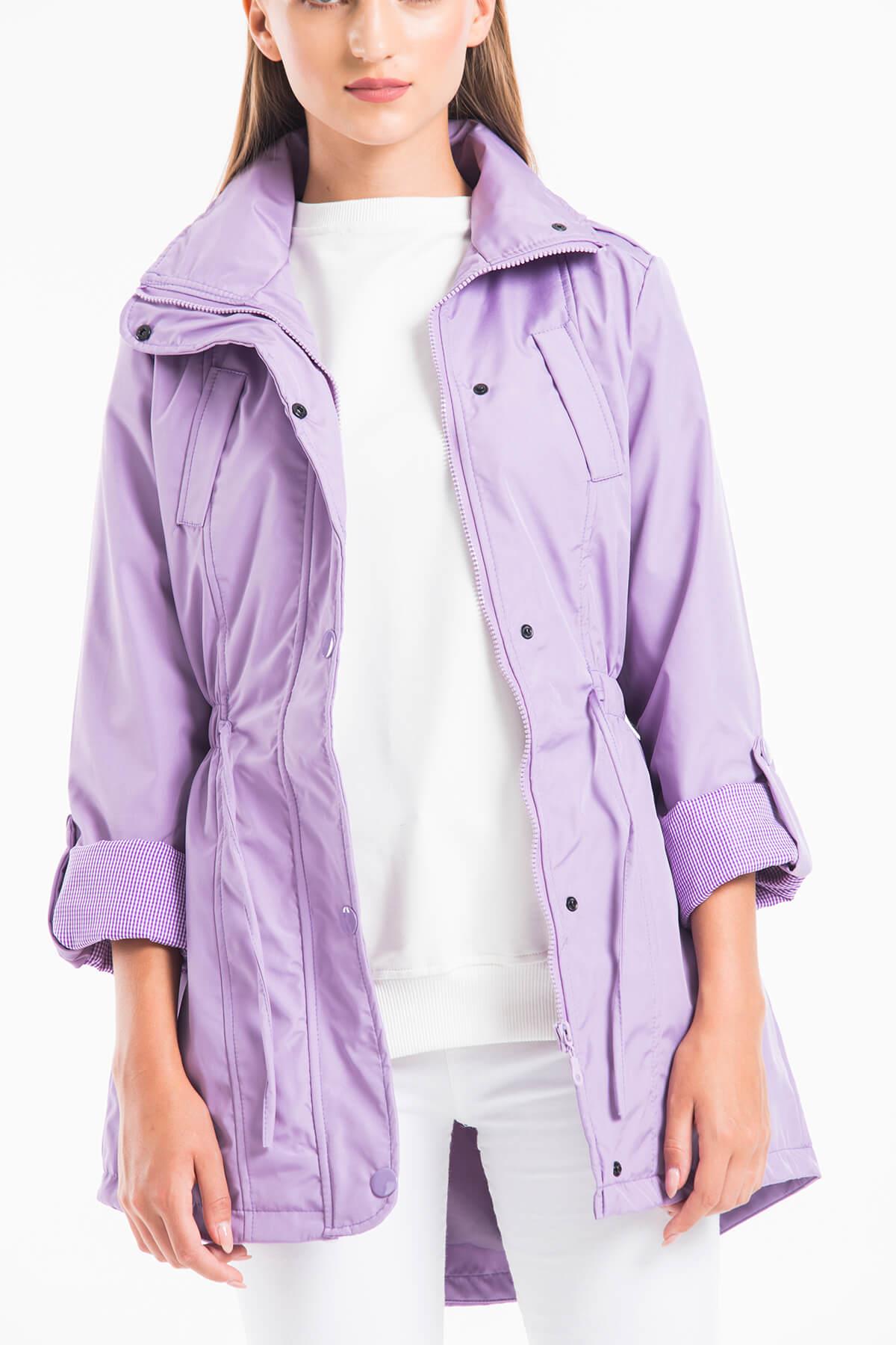 Bel Lastikli Lila Trençkot