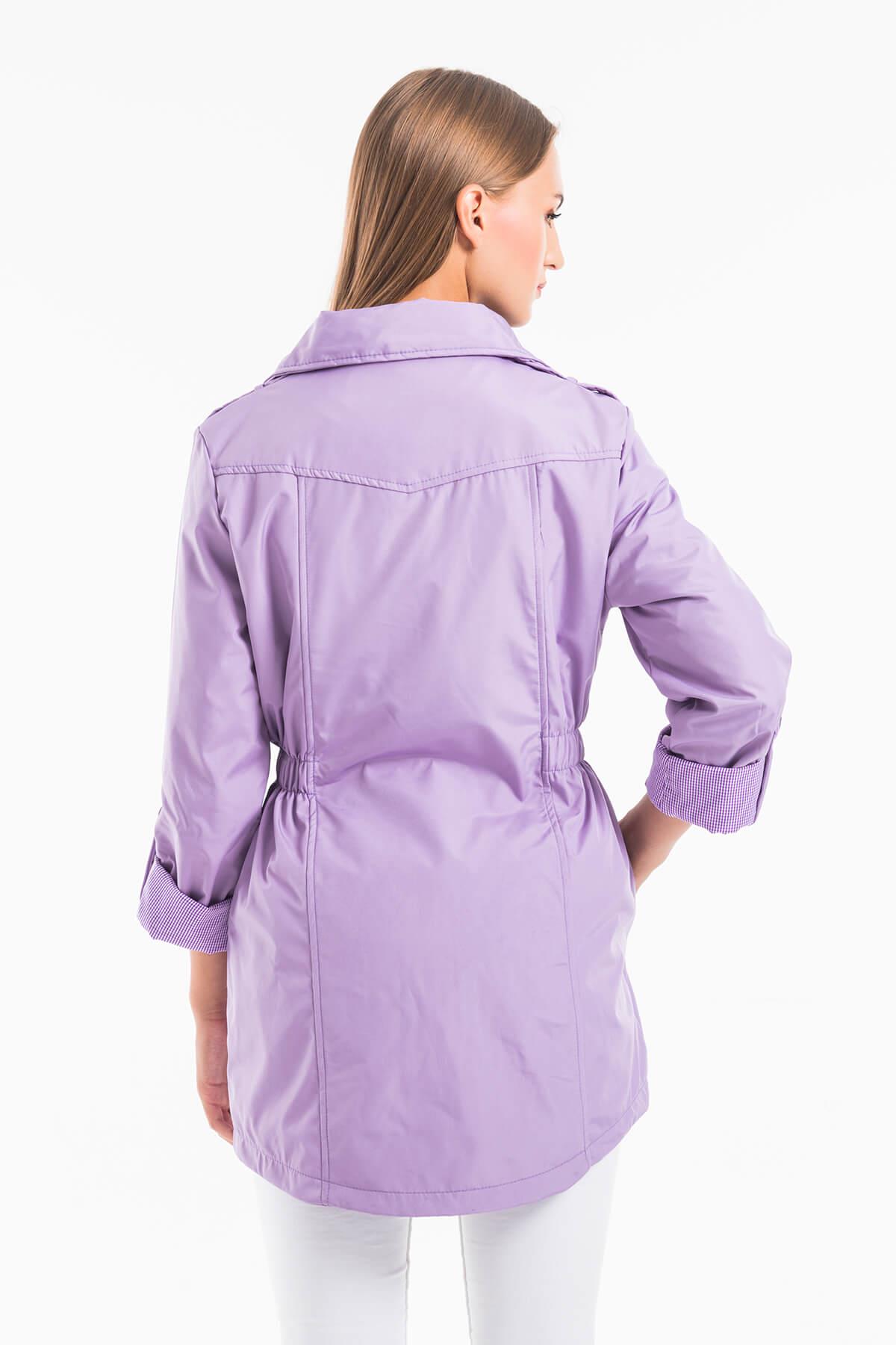 Bel Lastikli Lila Trençkot