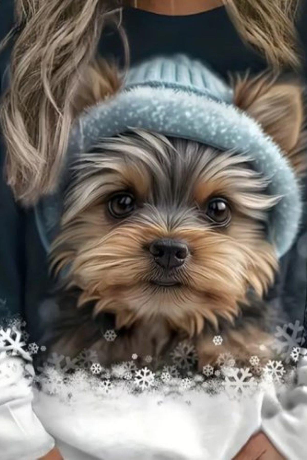 Bisiklet Yaka Baskılı Şardonlu Dalgıç Bluz Lacivert