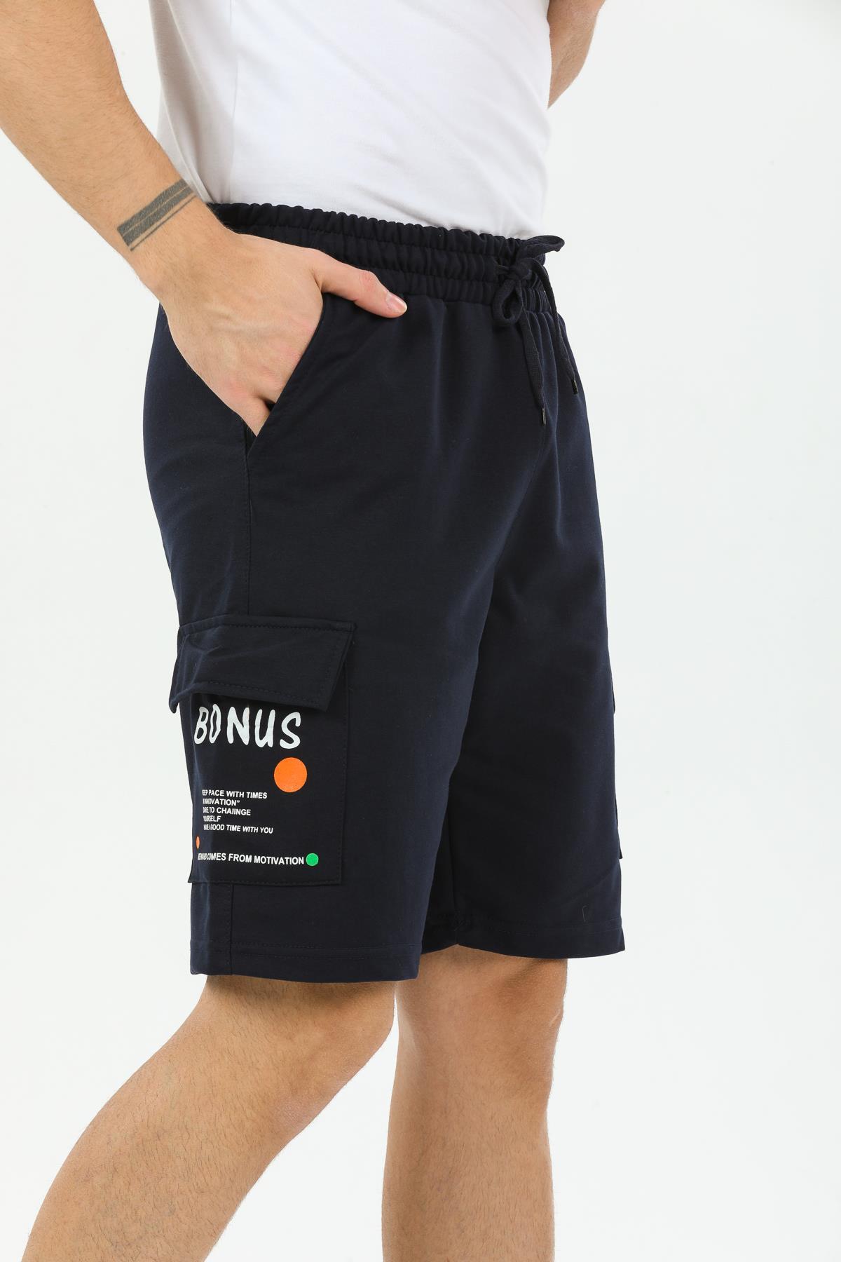 Bonus Kargo Cepli Erkek Penye Şort Lacivert