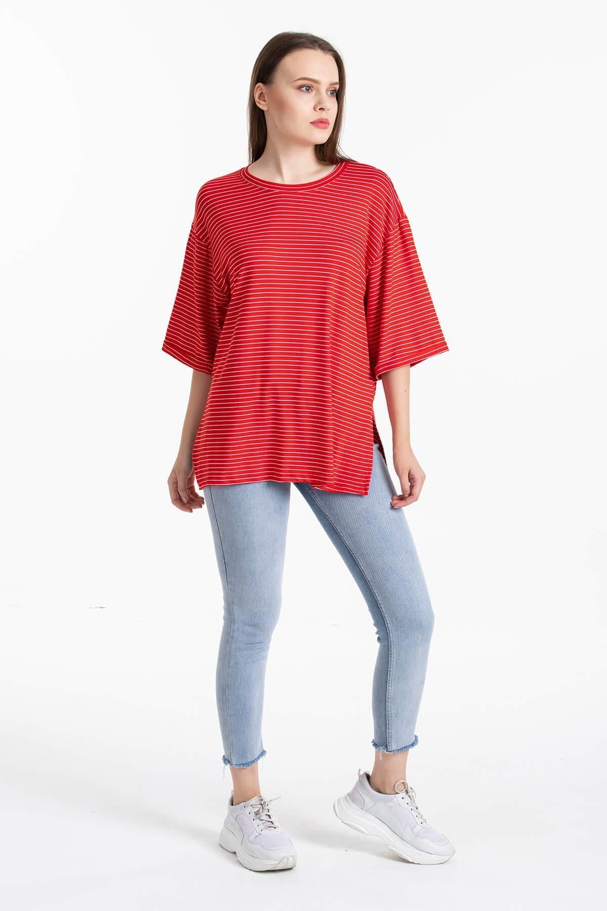 Boyfriend Çizgili T-Shirt