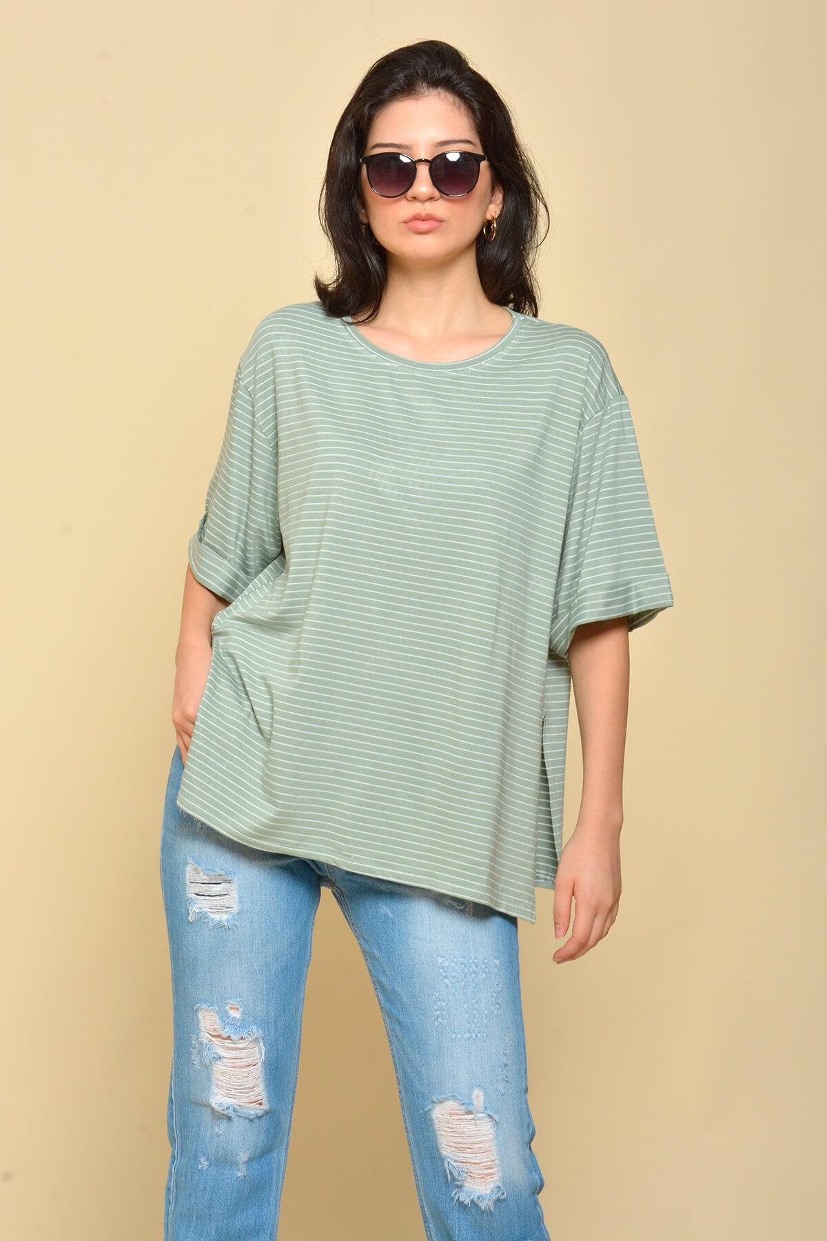 Boyfriend Çizgili T-Shirt Mint