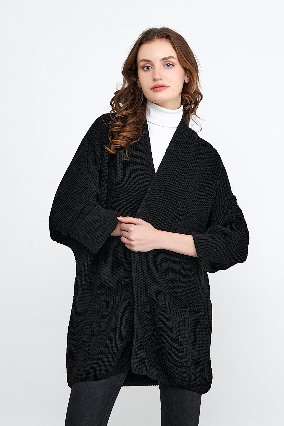 Cepli Fakir Kol Basic Trend Hırka Siyah