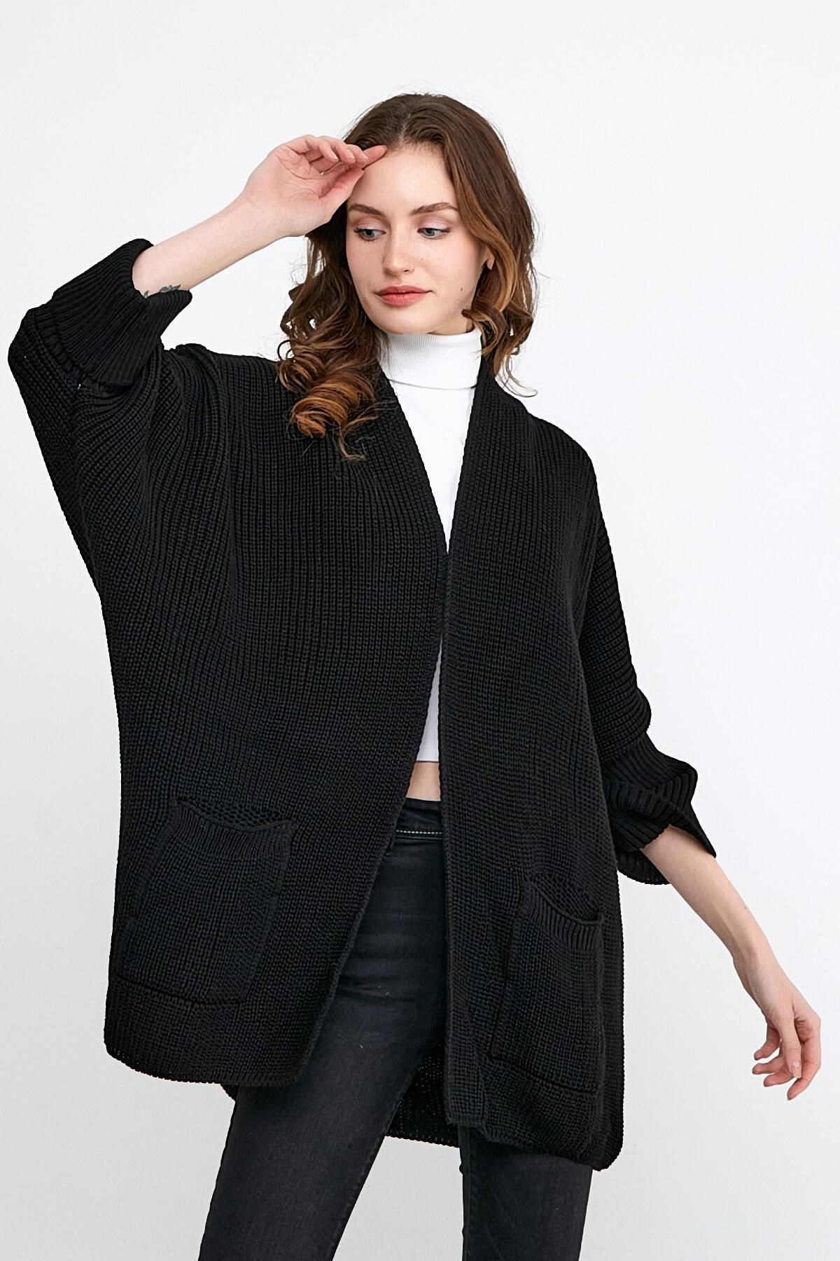 Cepli Fakir Kol Basic Trend Hırka Siyah