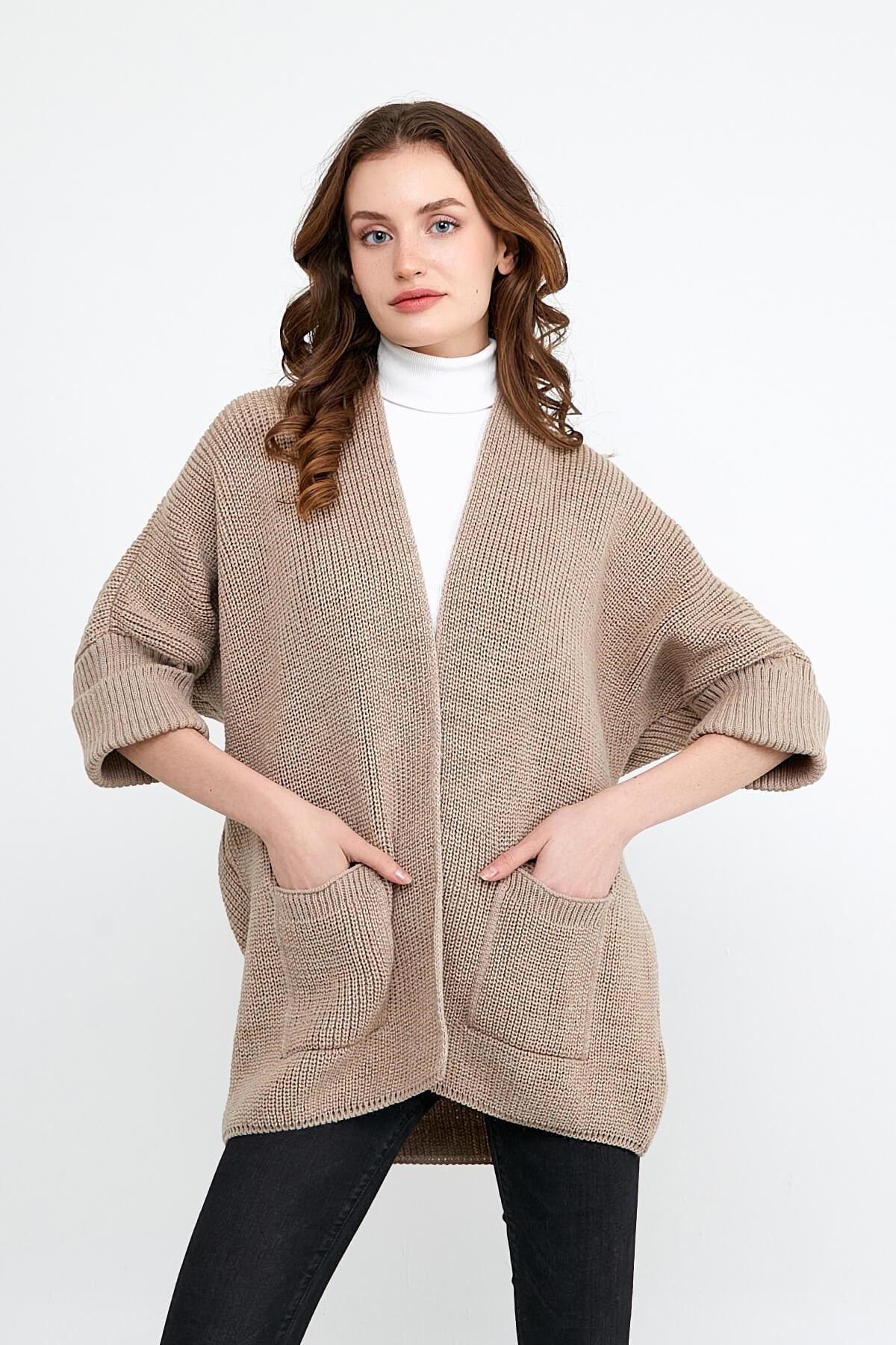 Cepli Fakir Kol Basic Trend Hırka Vizon