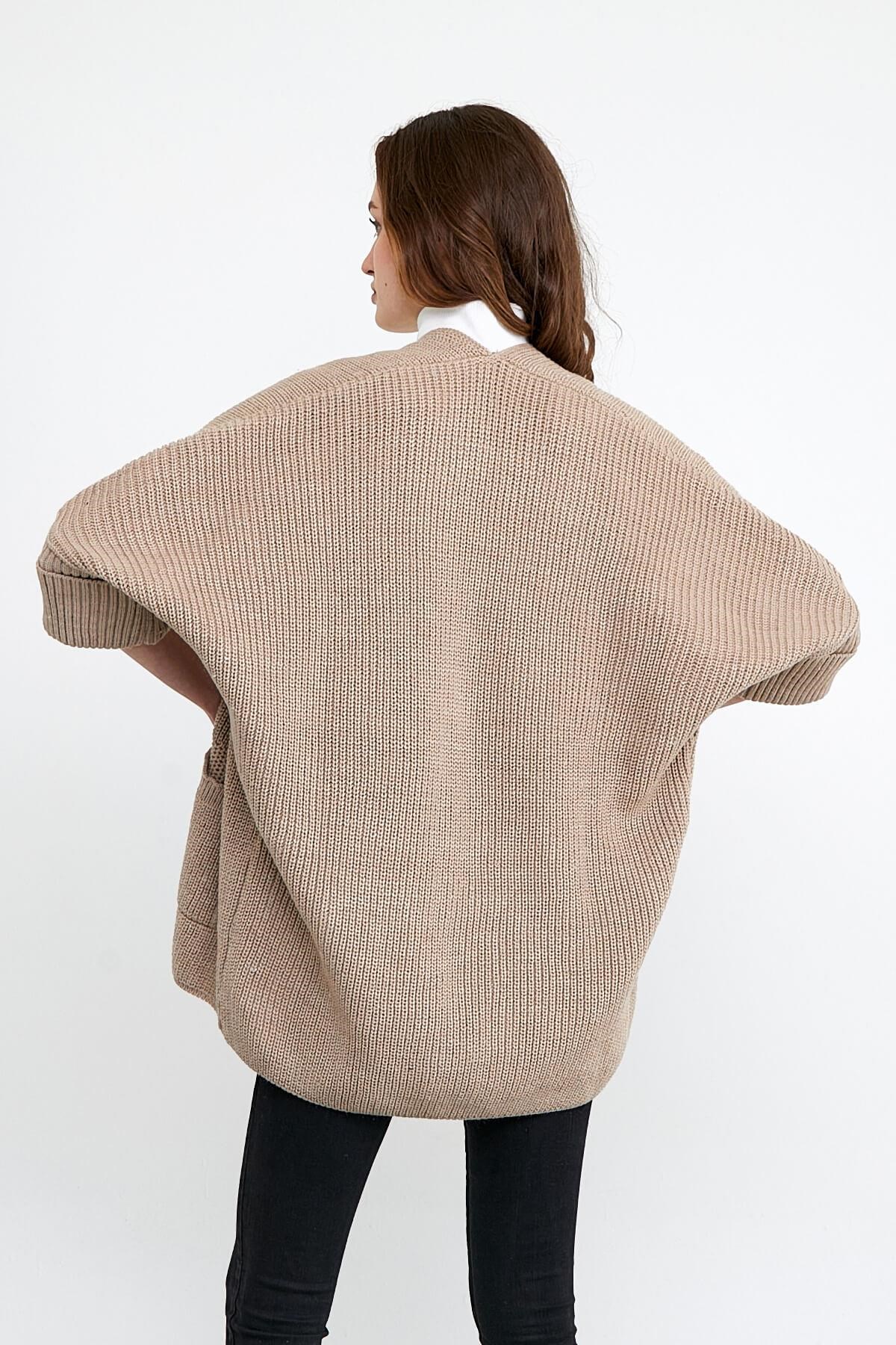 Cepli Fakir Kol Basic Trend Hırka Vizon