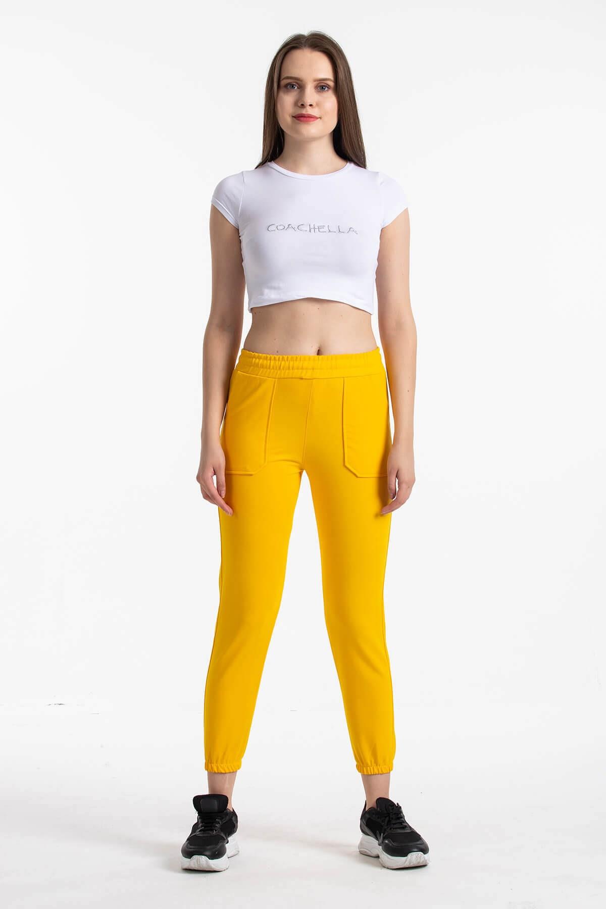 Cepli Jogger Eşofman Altı Sarı