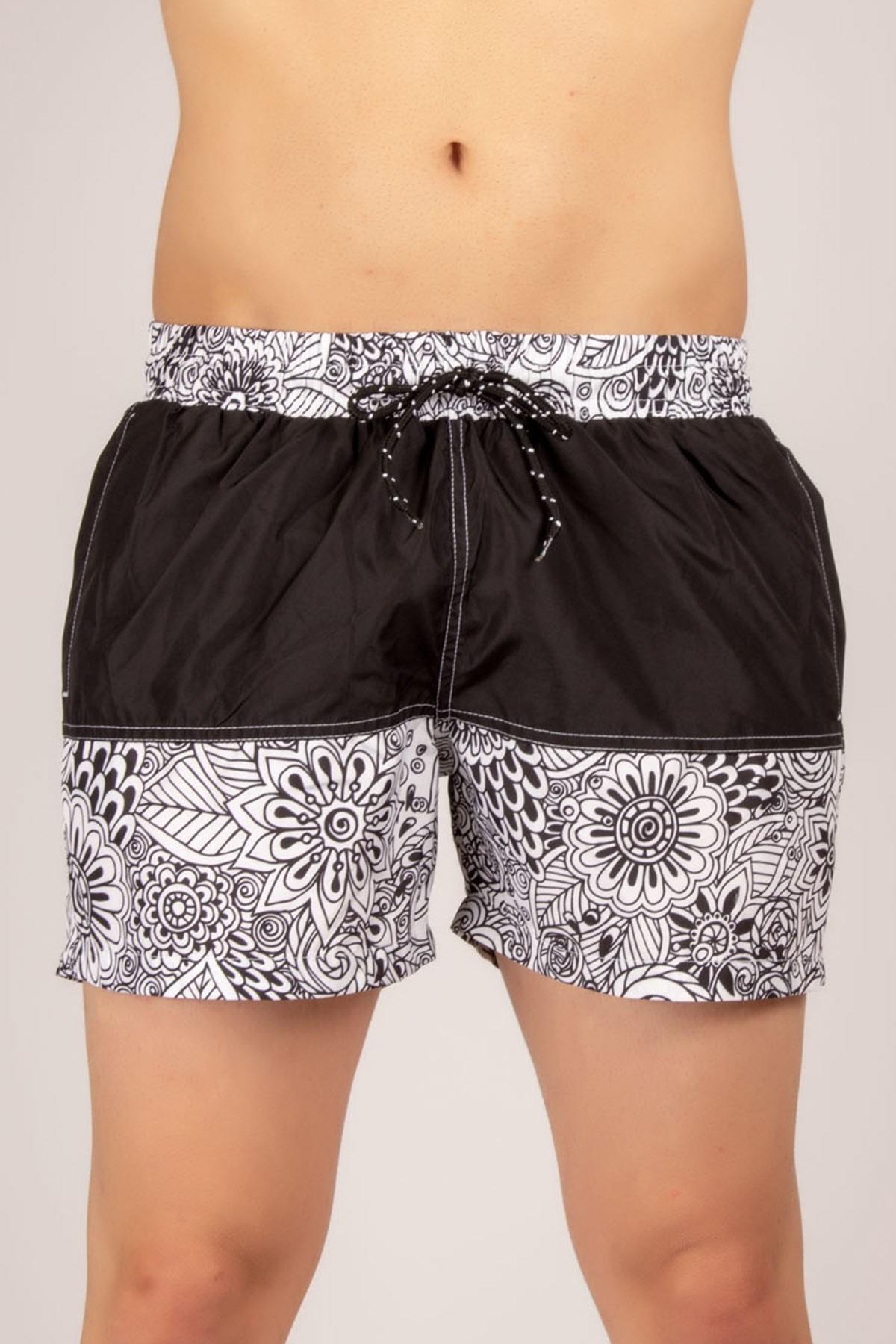 Çiçek Desenli Erkek Deniz Şortu