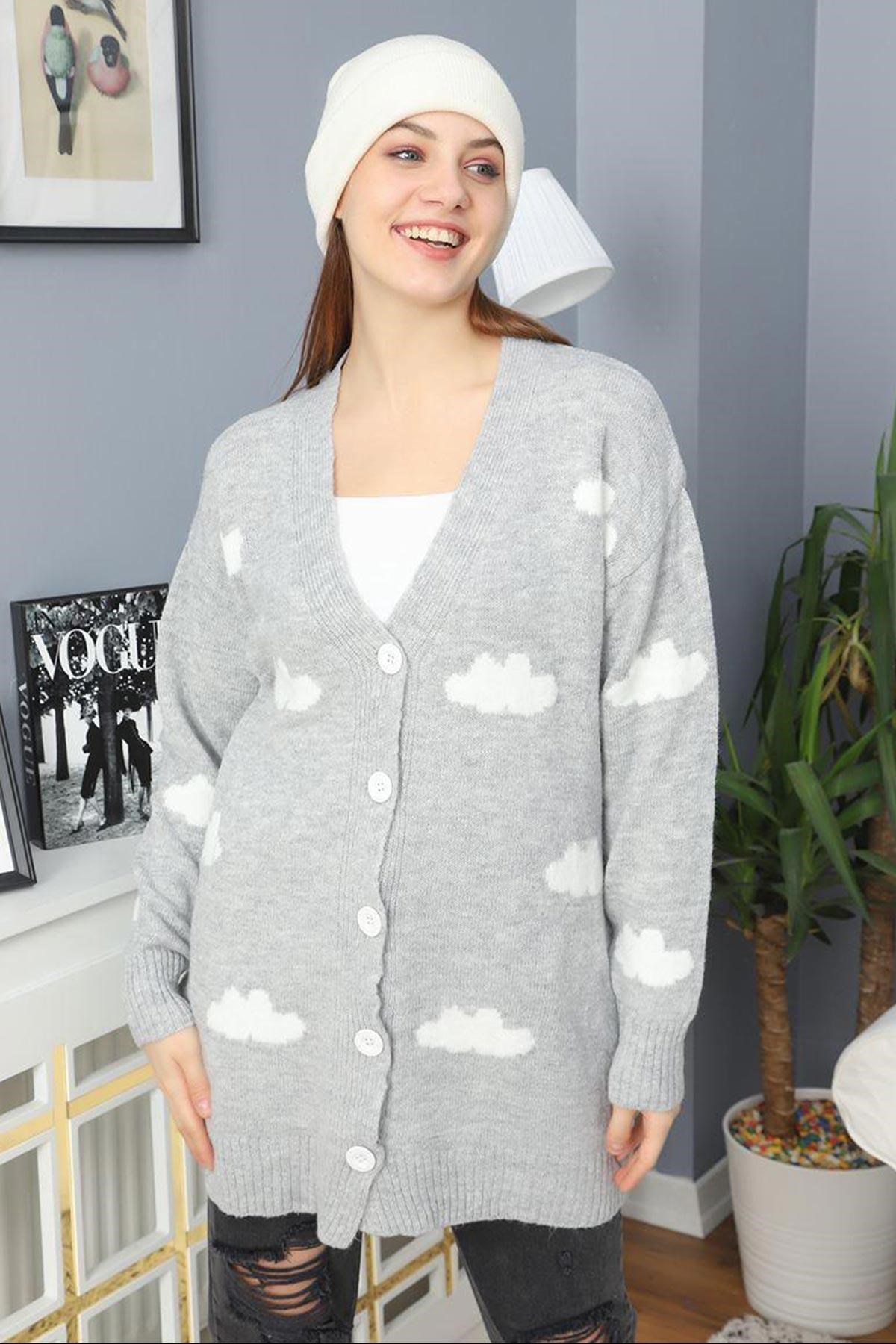 Cloud Design Gri Kadın Soft Hırka