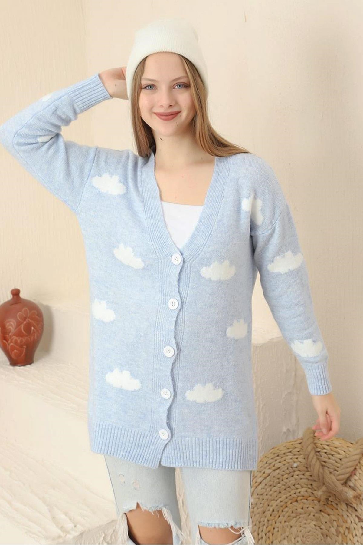 Cloud Design Mavi Kadın Hırka