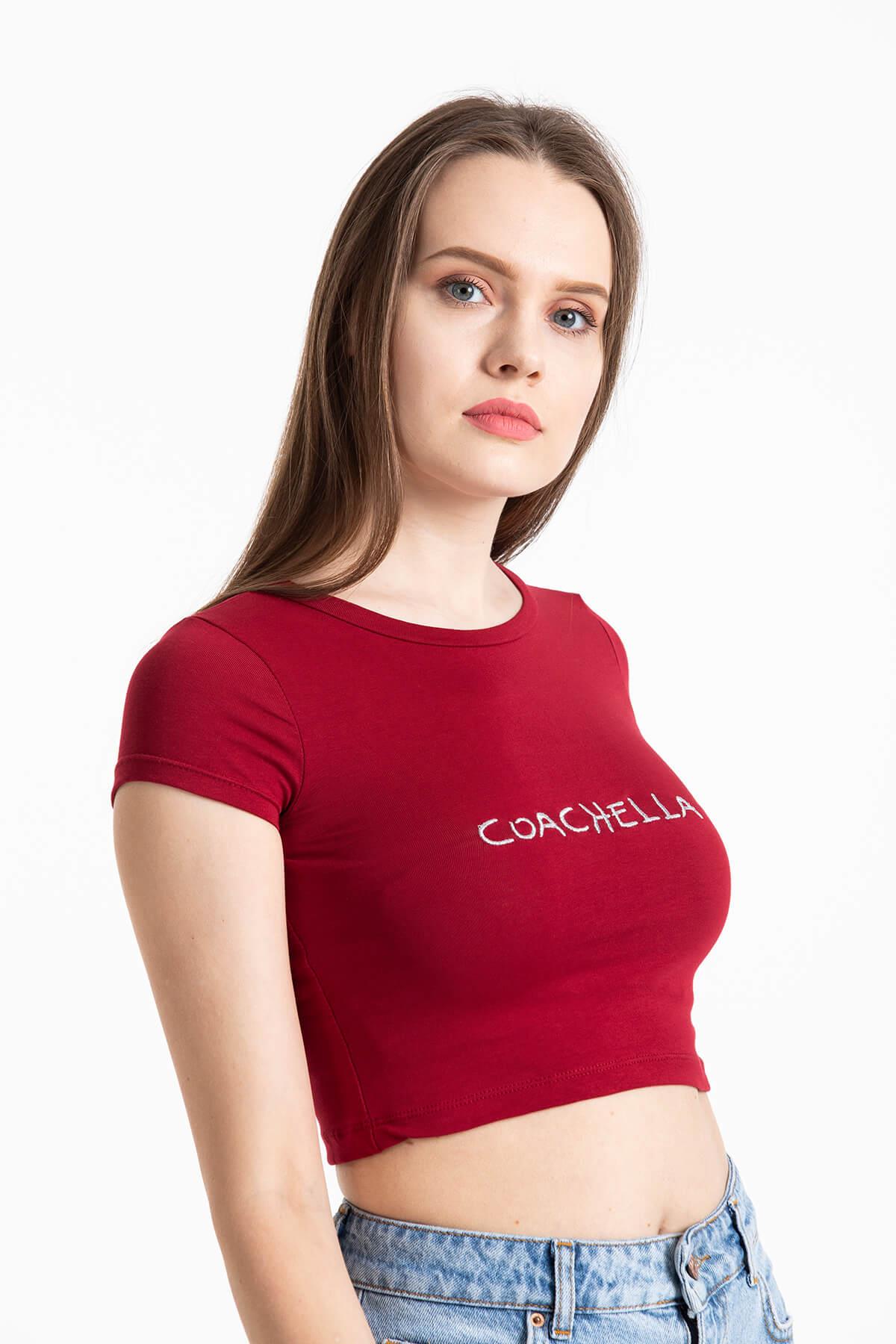 Coachella Basic Crop Bordo