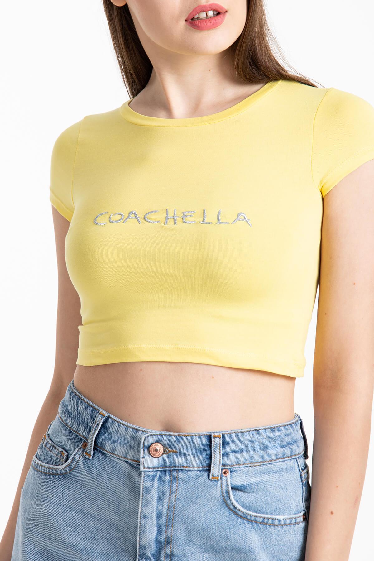 Coachella Basic Crop Sarı