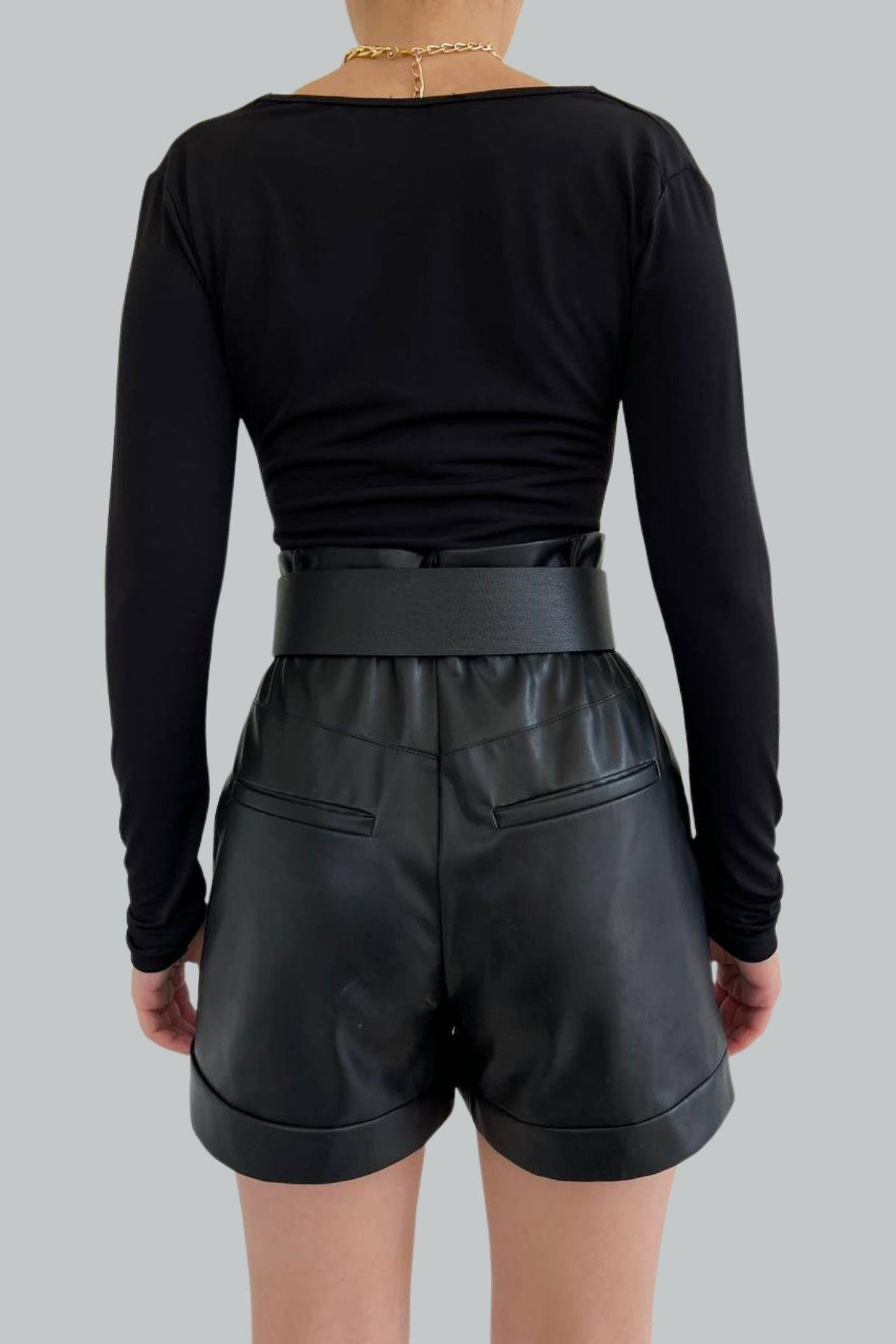 Degaje Yaka Bodysuit Siyah