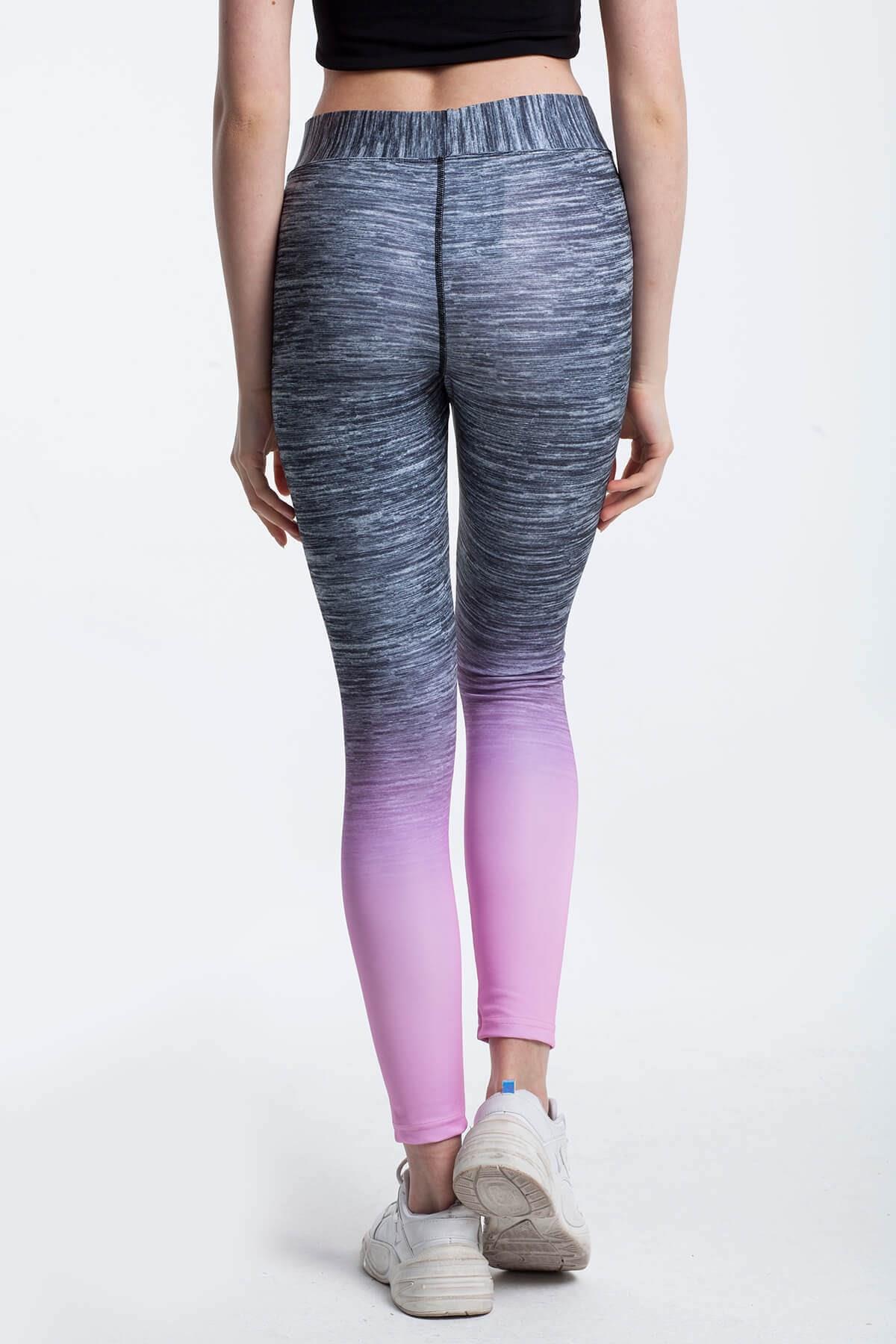 Dijital Baskılı Sporcu Tayt Gri