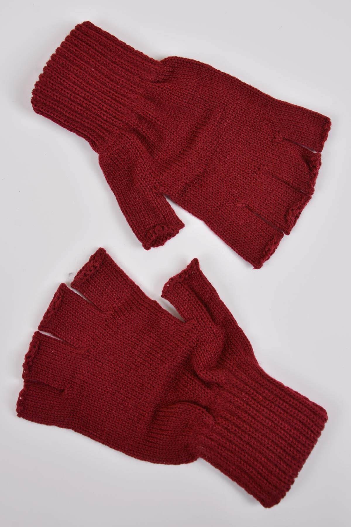Erkek Parmaksız Eldiven Bordo