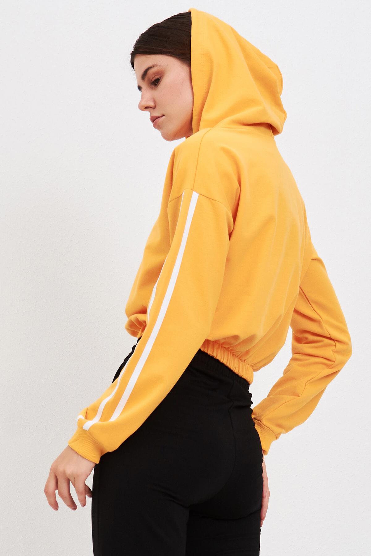 Eteği Lastikli Sweatshirt Hardal