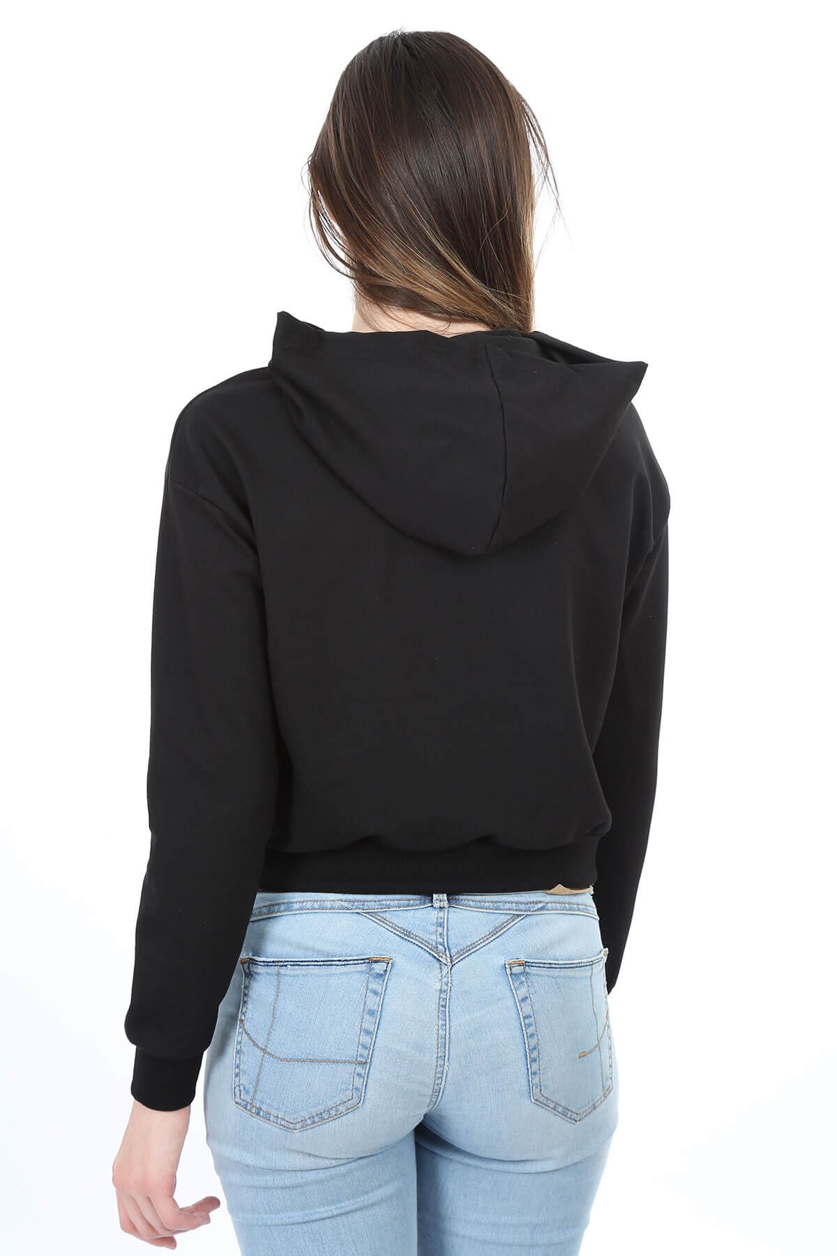 Fermuarlı Kadın Sweatshirt Siyah