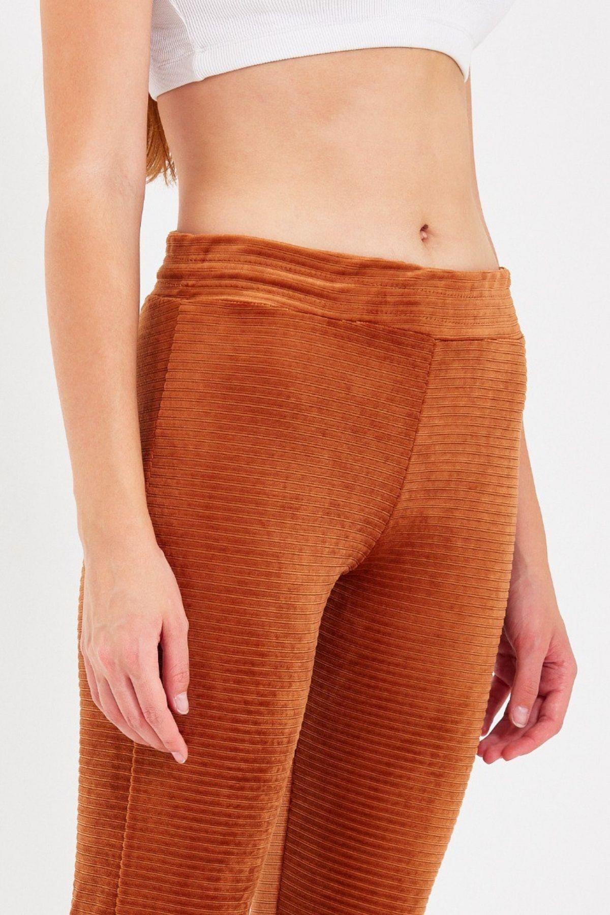 Fitilli Kadife Tayt Taba