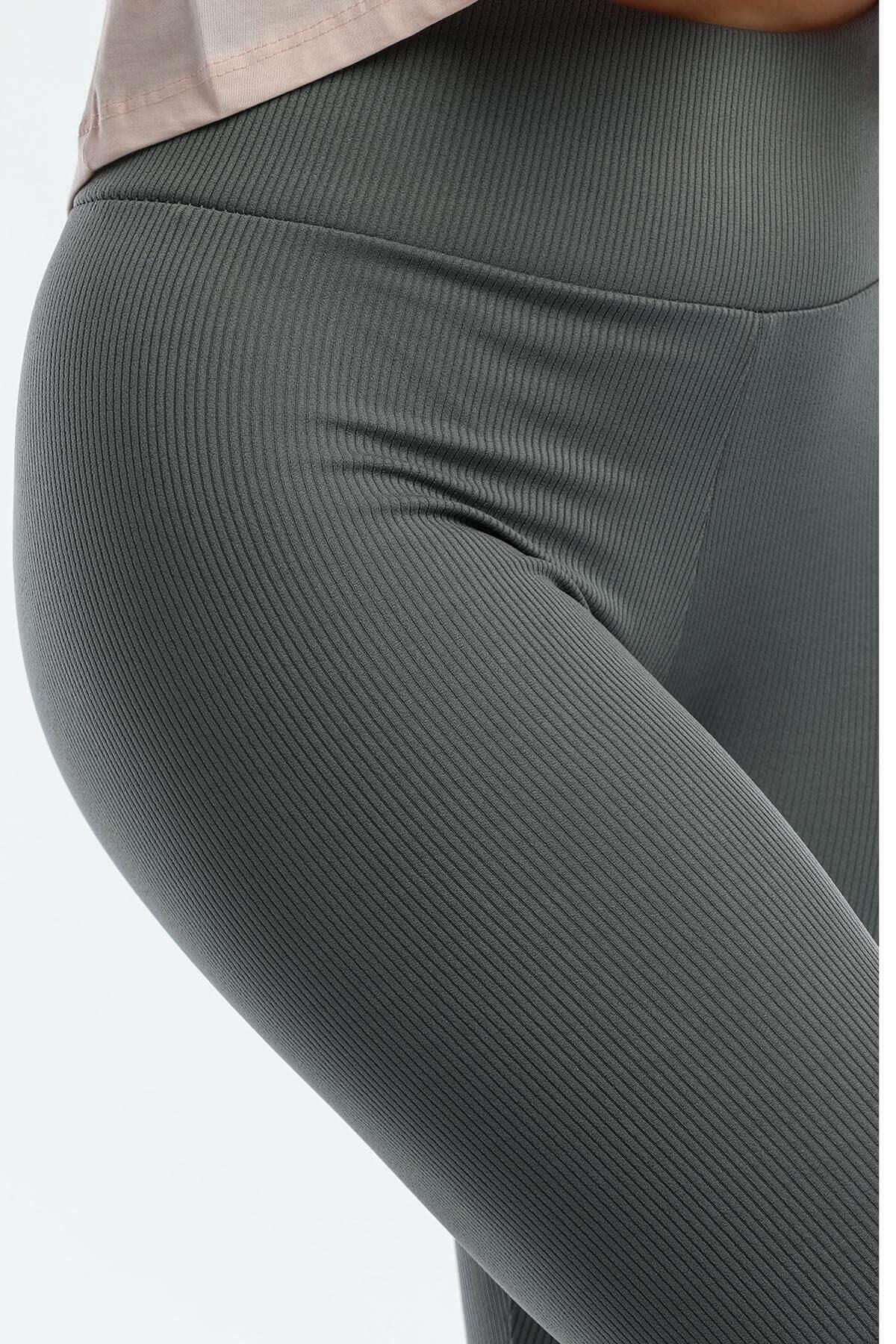 Fitilli Kaşkorse Yüksek Bel Gri Tayt