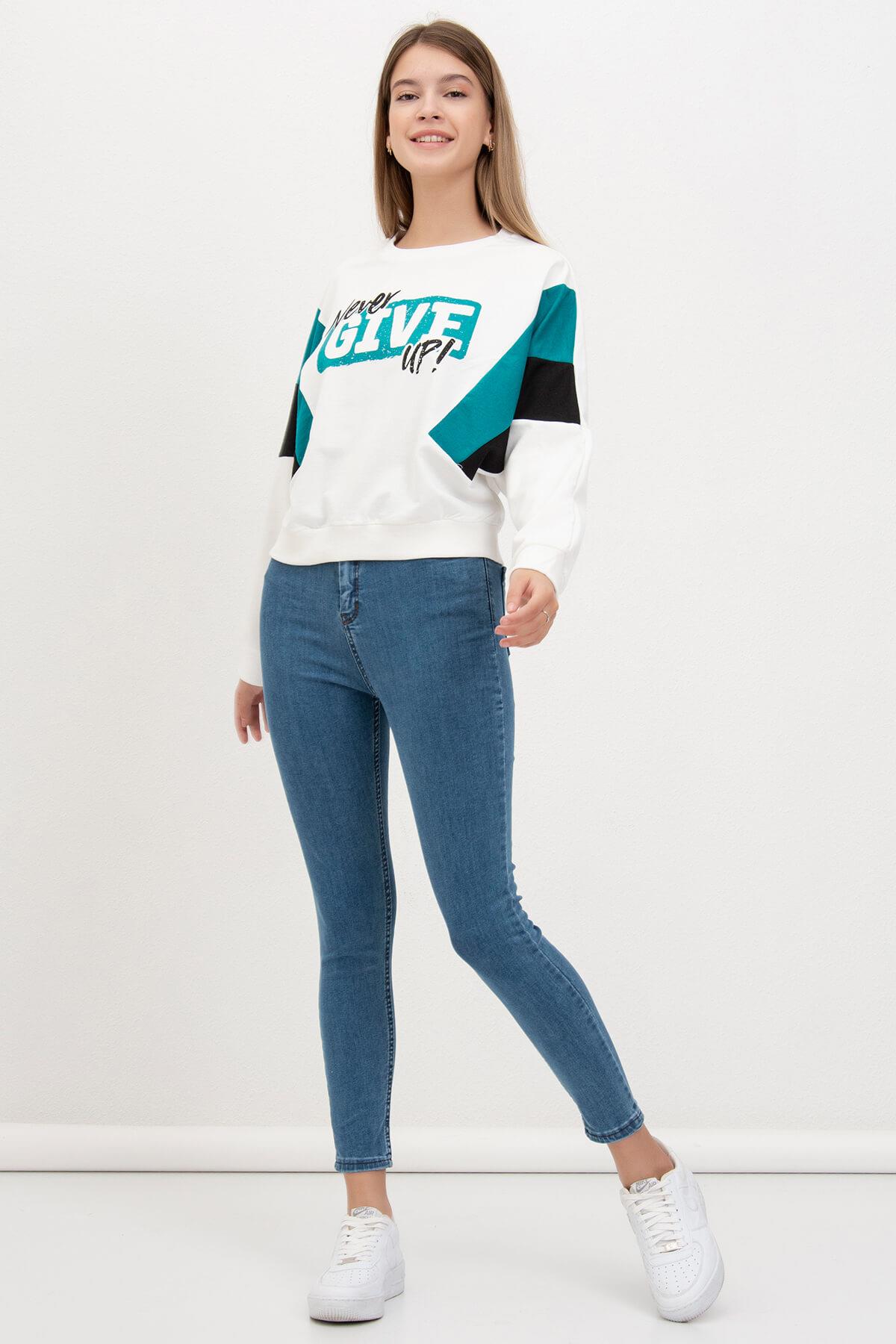 Give Up Baskılı Sweat Yeşil