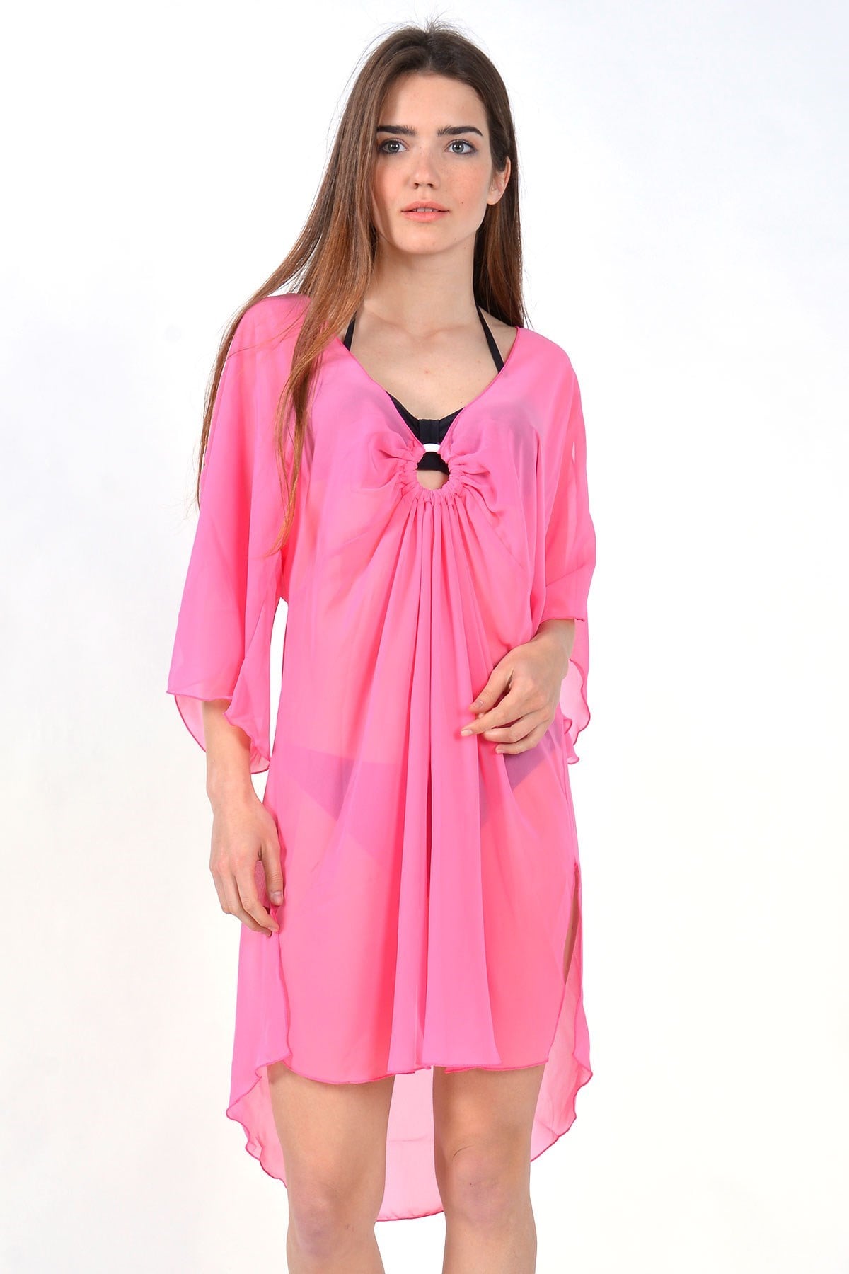 Halkalı Elbise Pareo Pembe