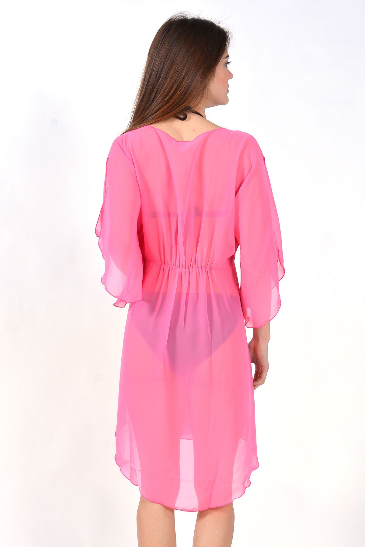 Halkalı Elbise Pareo Pembe