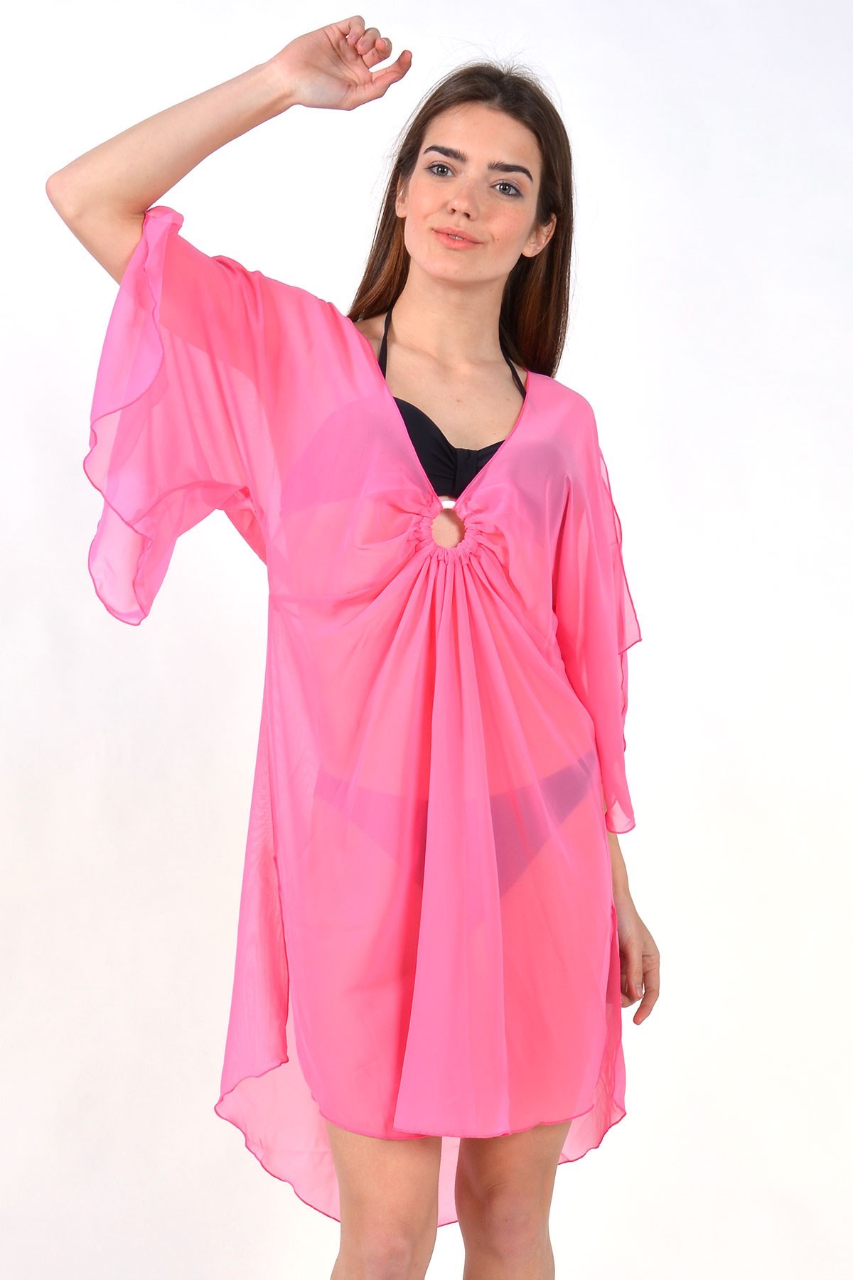 Halkalı Elbise Pareo Pembe