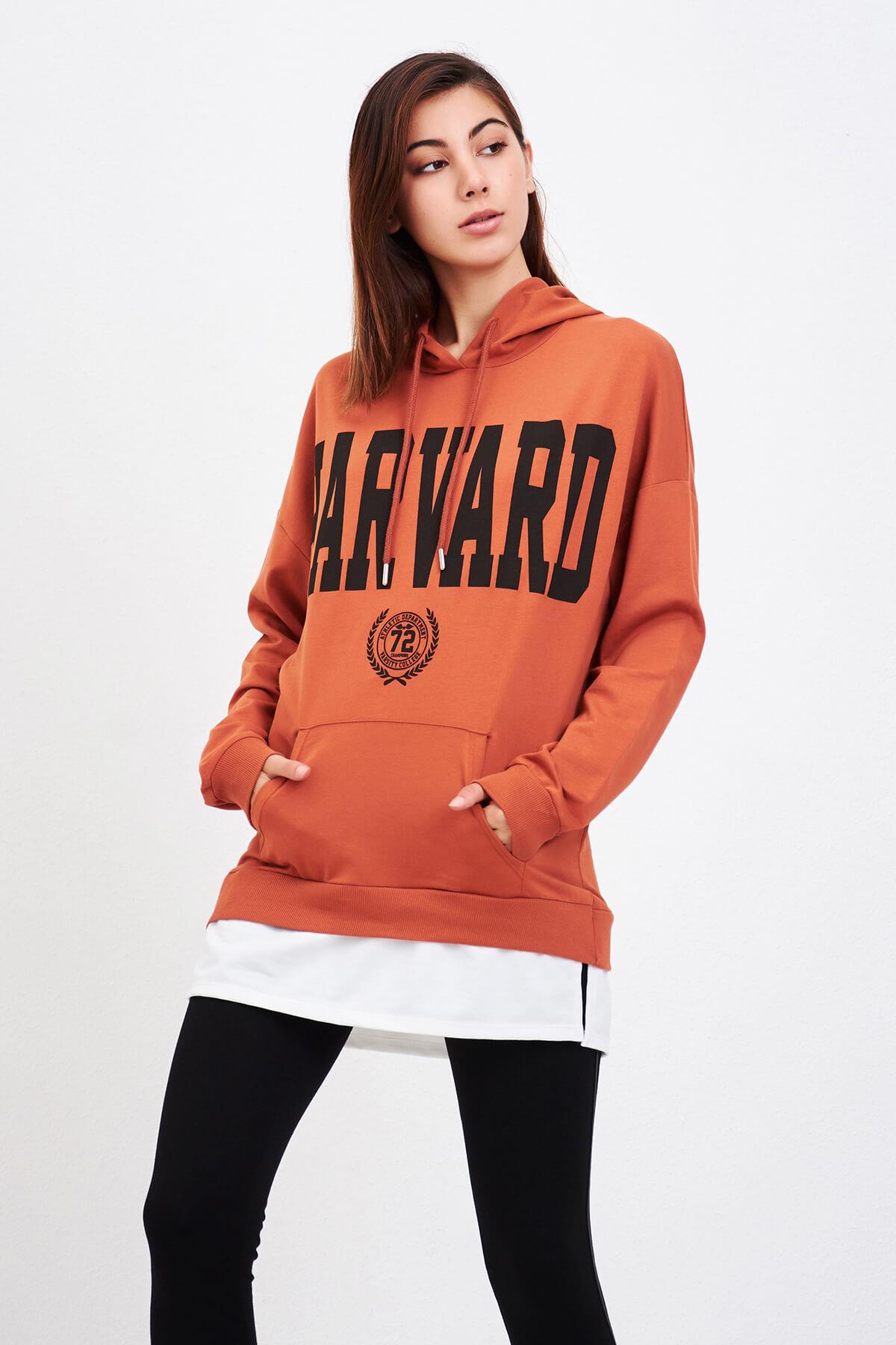 Harvard Yazılı Sweatshirt Kiremit