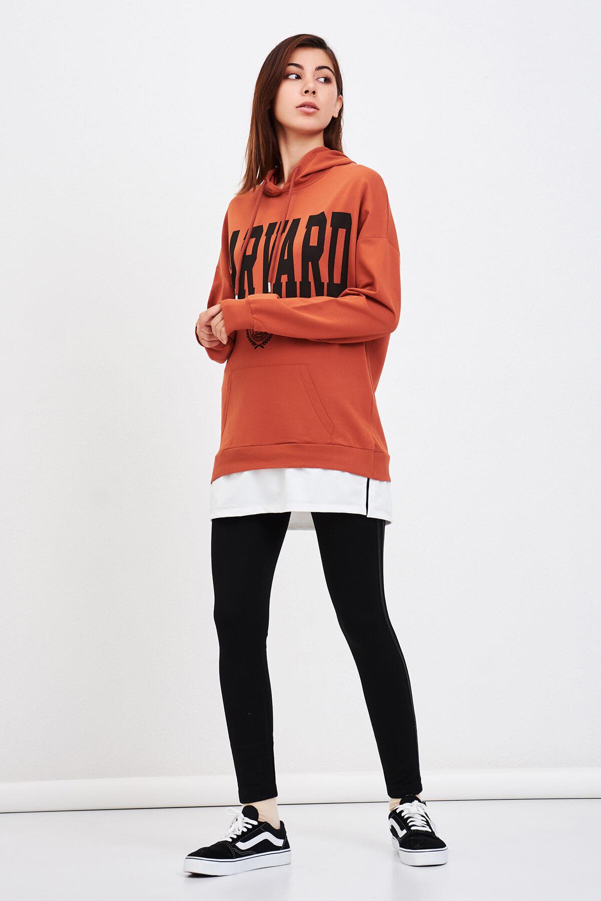 Harvard Yazılı Sweatshirt Kiremit