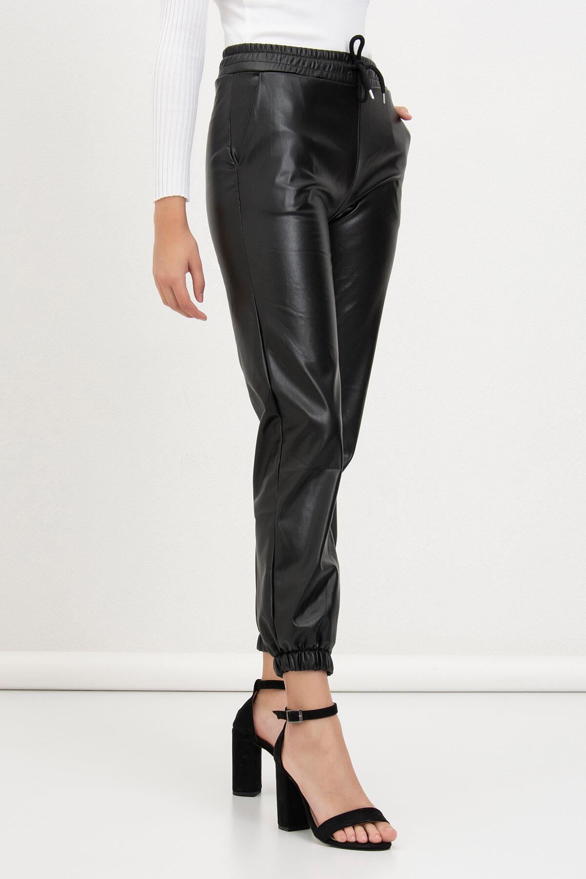 Jogger Deri Pantolon Siyah