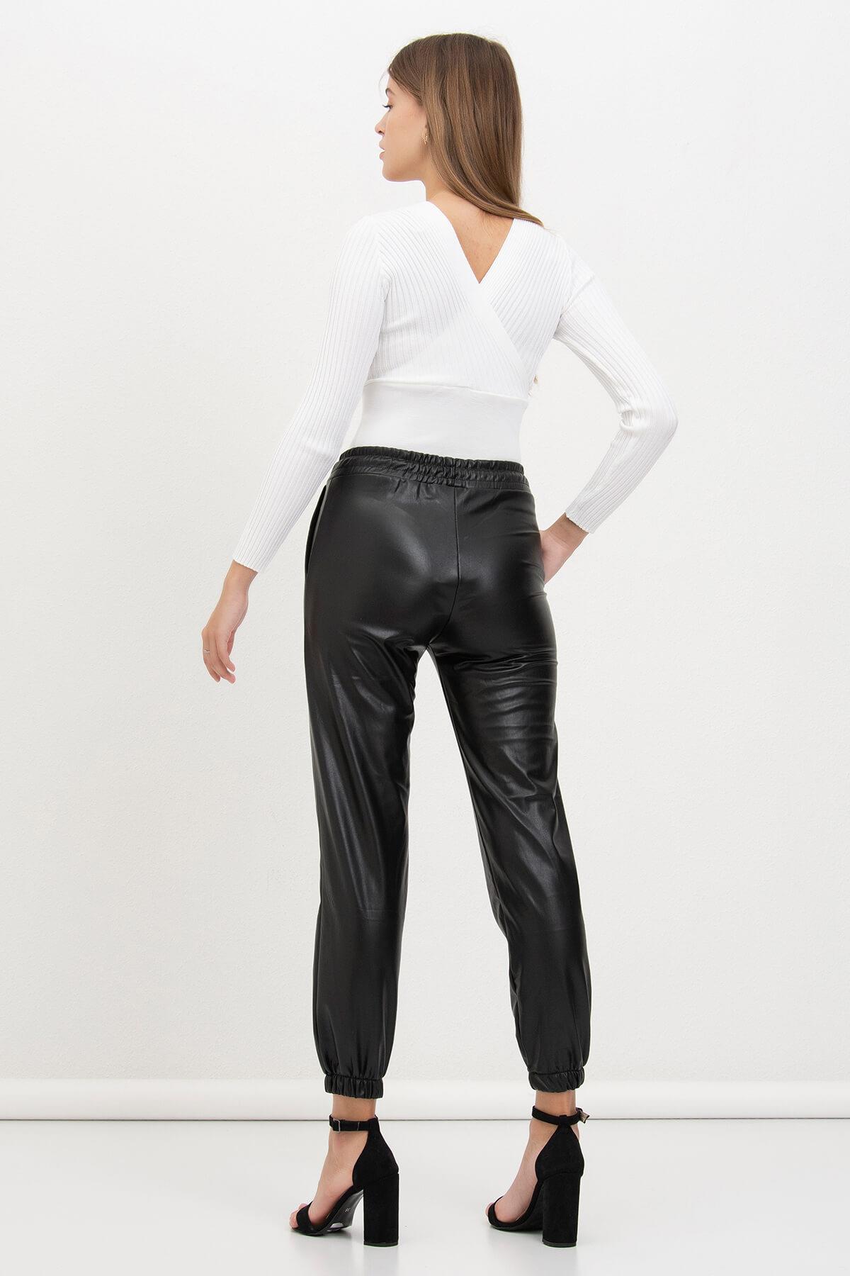 Jogger Deri Pantolon Siyah