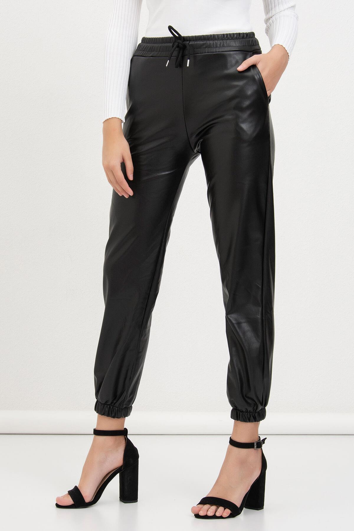 Jogger Deri Pantolon Siyah