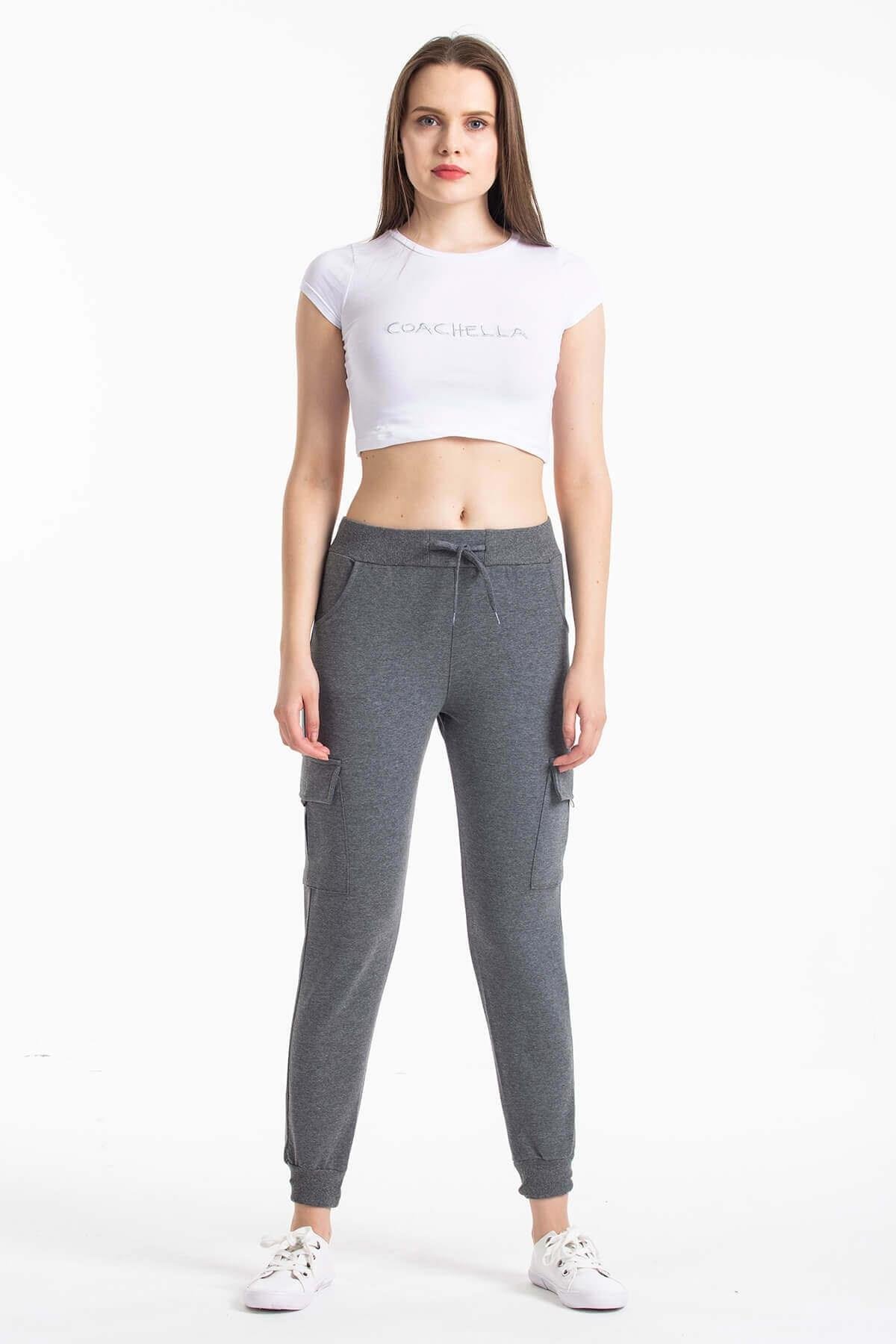 Kargo Cepli Eşofman Altı Gri