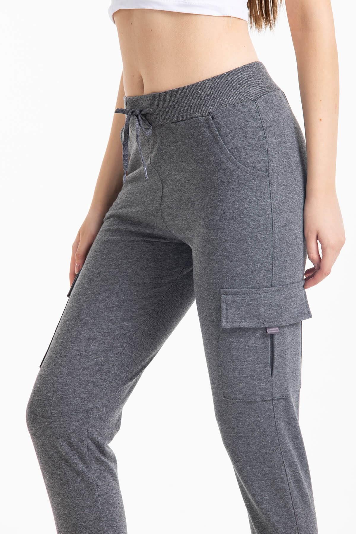 Kargo Cepli Eşofman Altı Gri