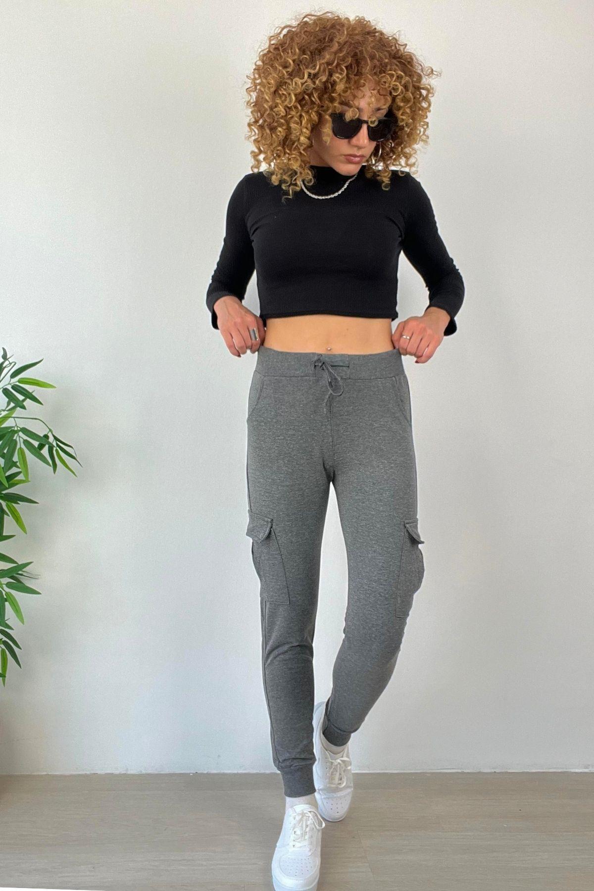 Kargo Cepli Eşofman Altı Gri