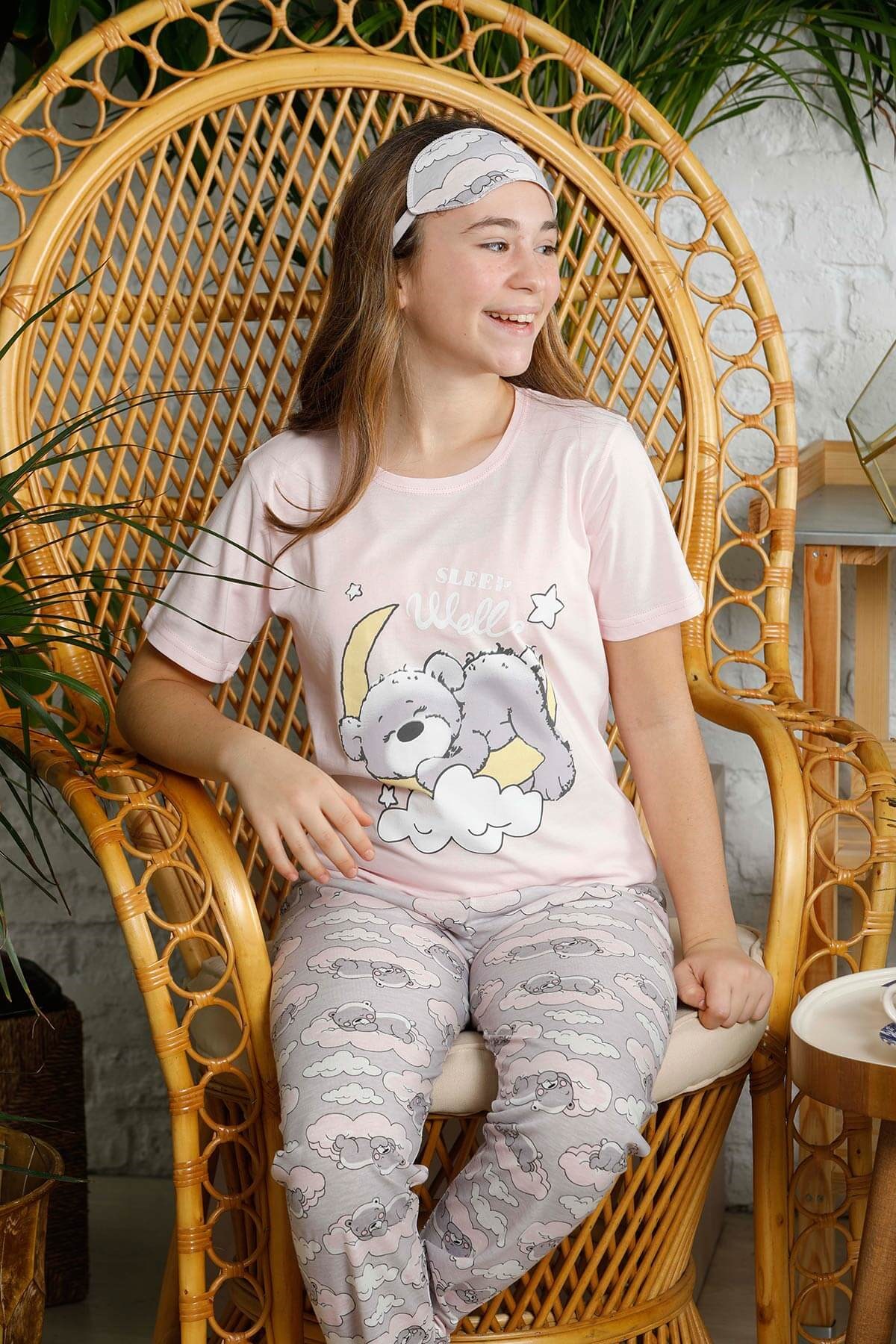 Kısa Kol Çocuk Pijama Pudra