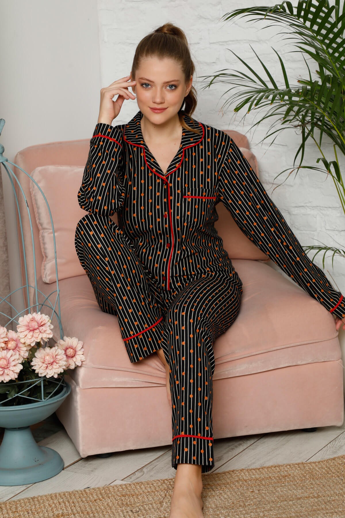 Kışlık Süet Pijama Takımı Siyah