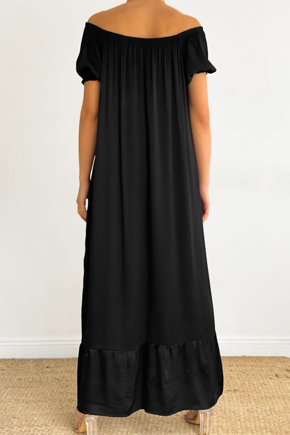 Madonna Yaka Basic Siyah Elbise