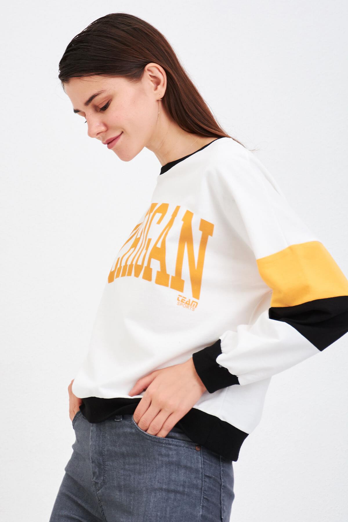 Michigan Baskılı Sweat Sarı