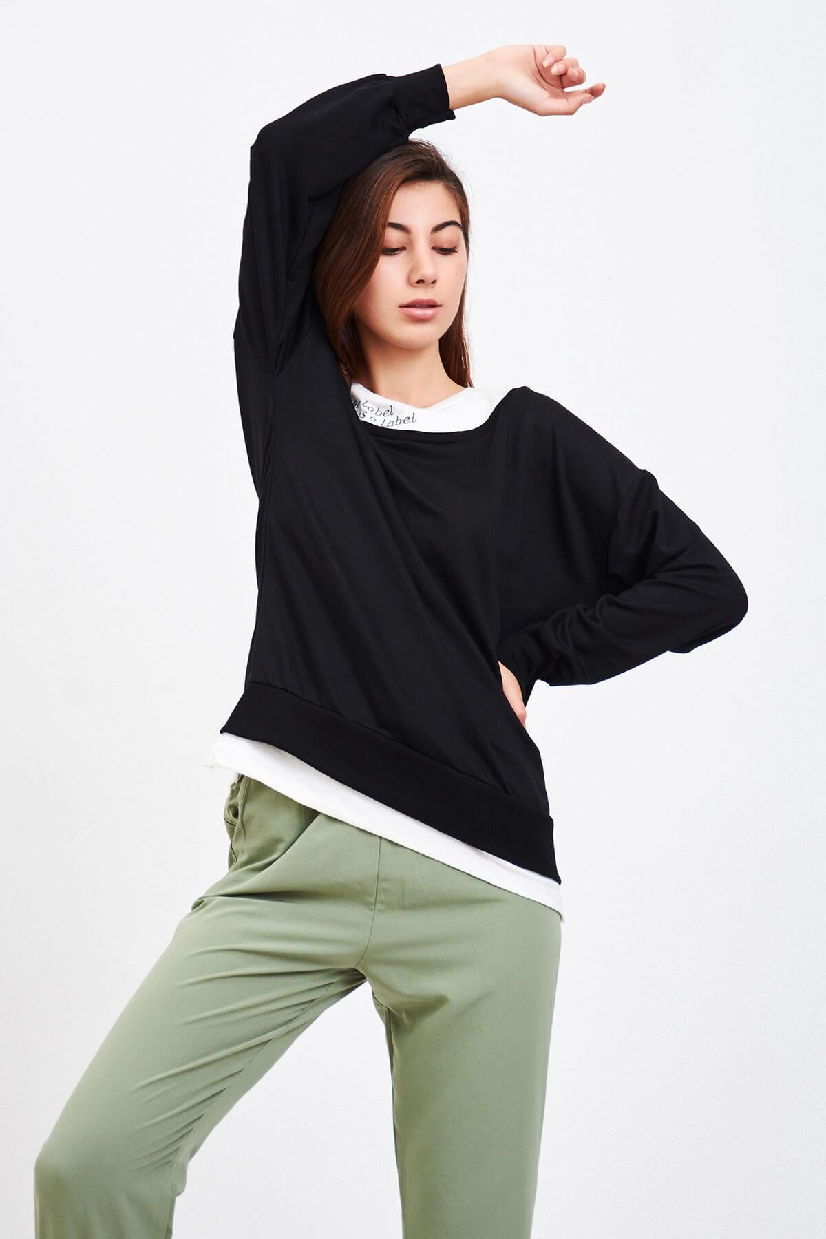 Nakışlı Sweat Siyah