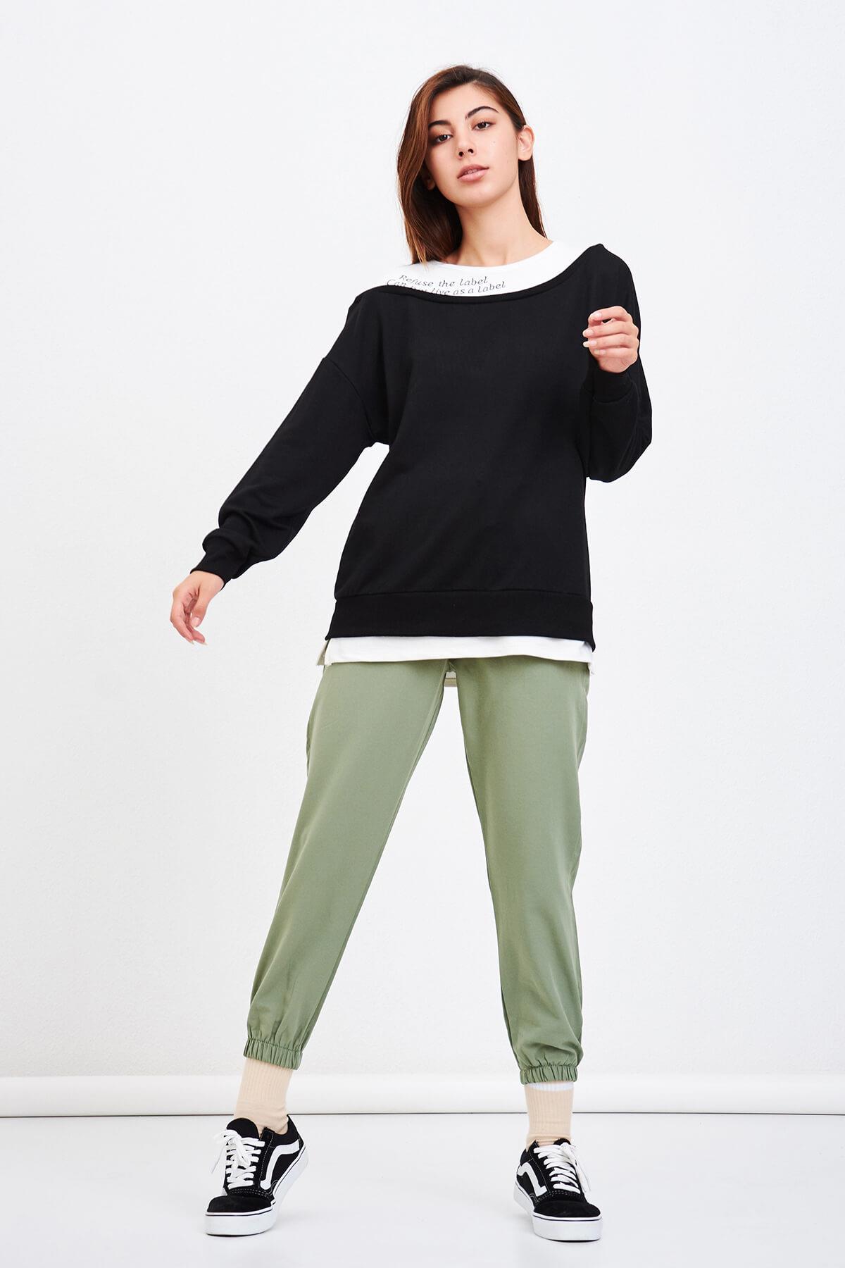 Nakışlı Sweat Siyah