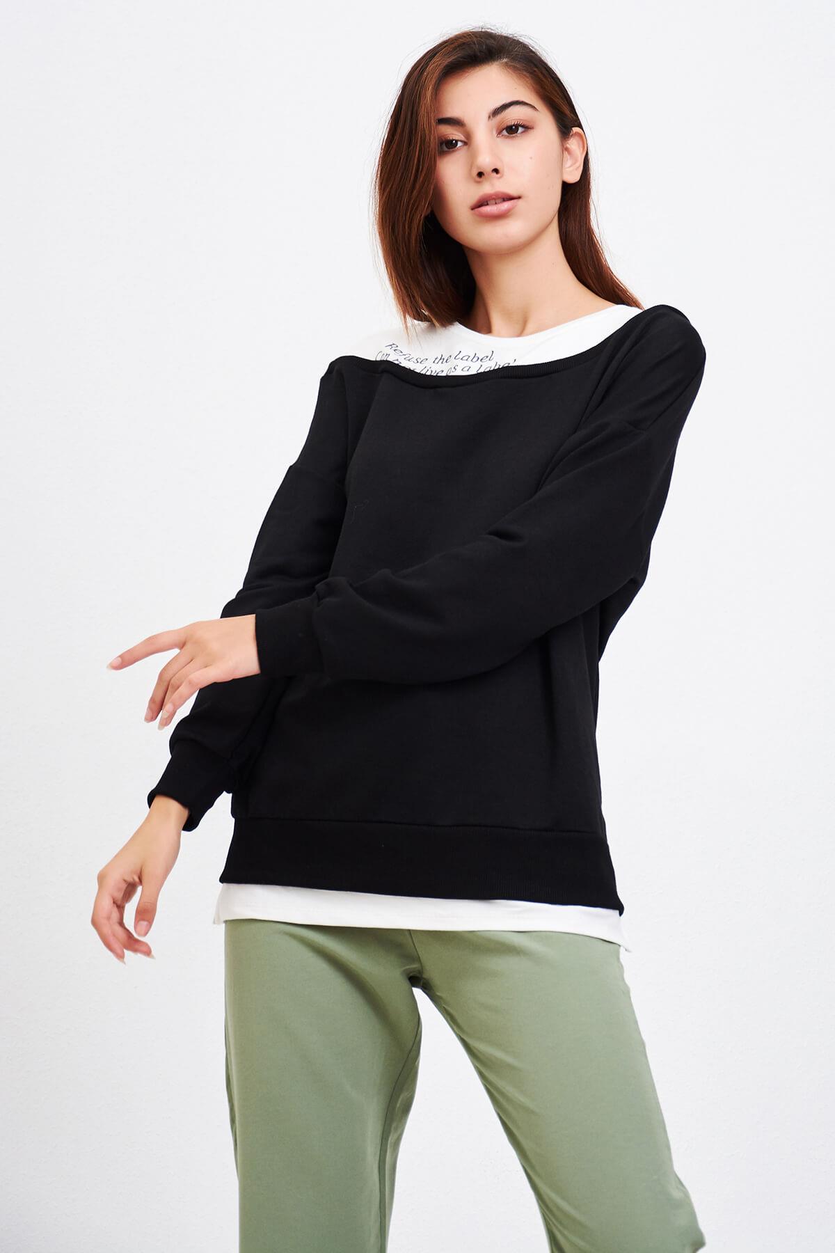 Nakışlı Sweat Siyah