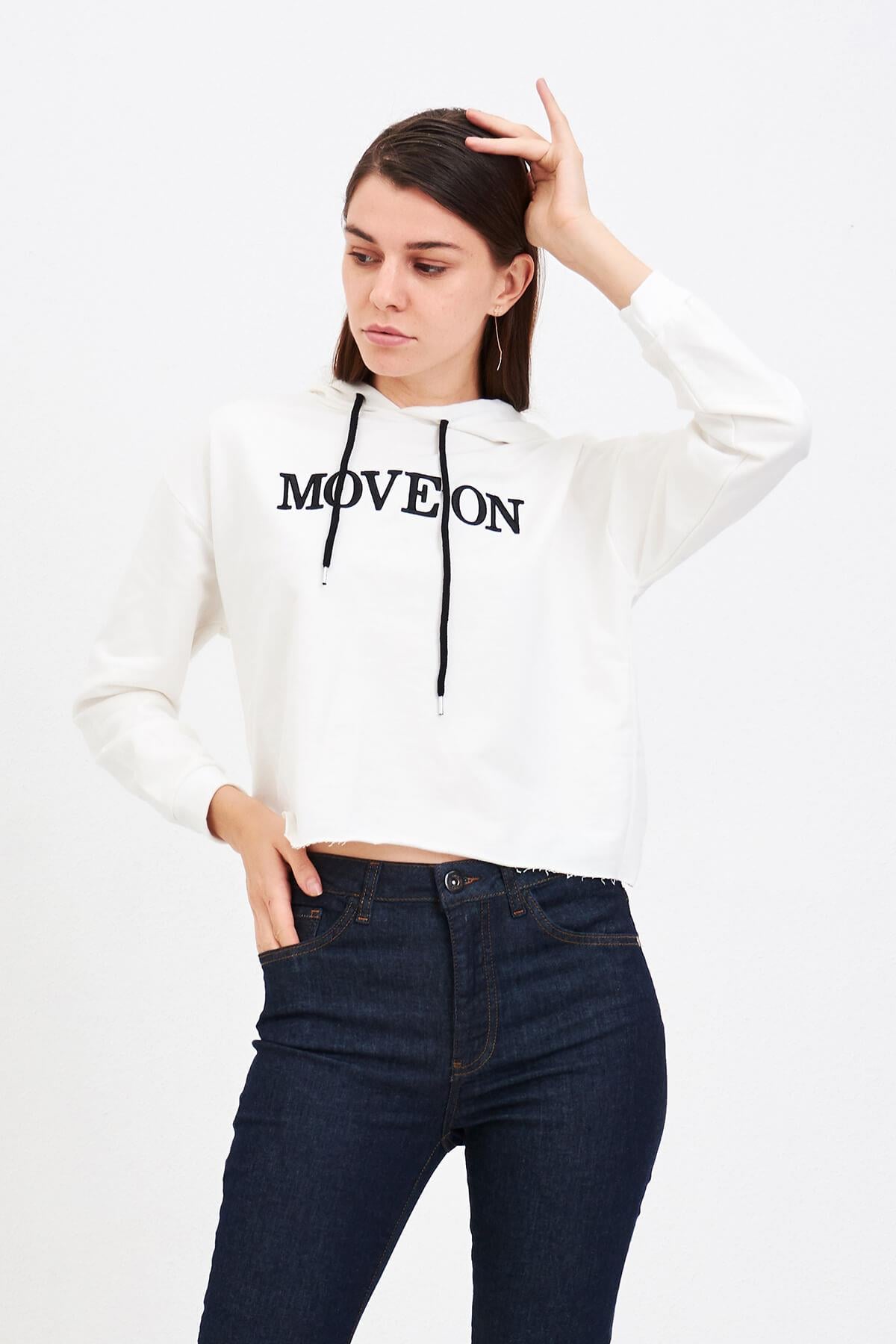 Nakışlı Sweatshirt Beyaz