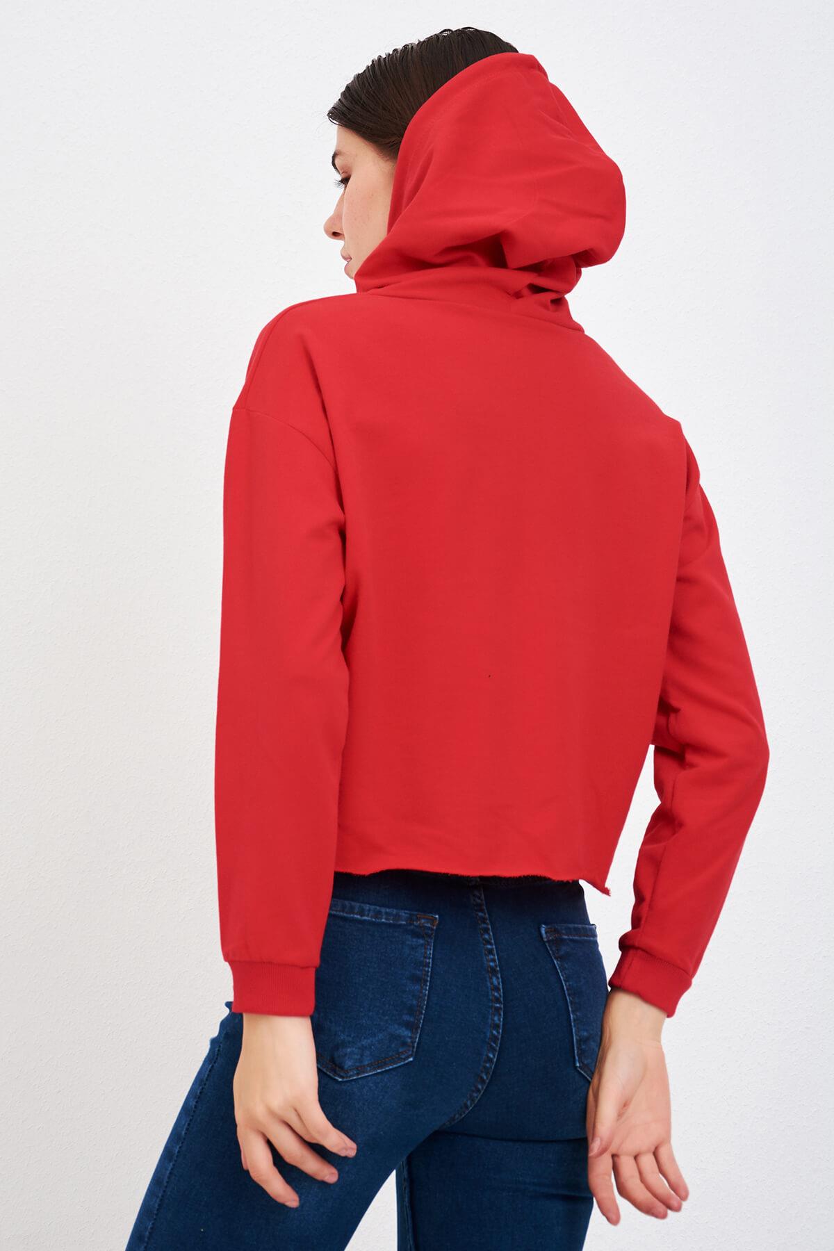 Nakışlı Sweatshirt Kırmızı