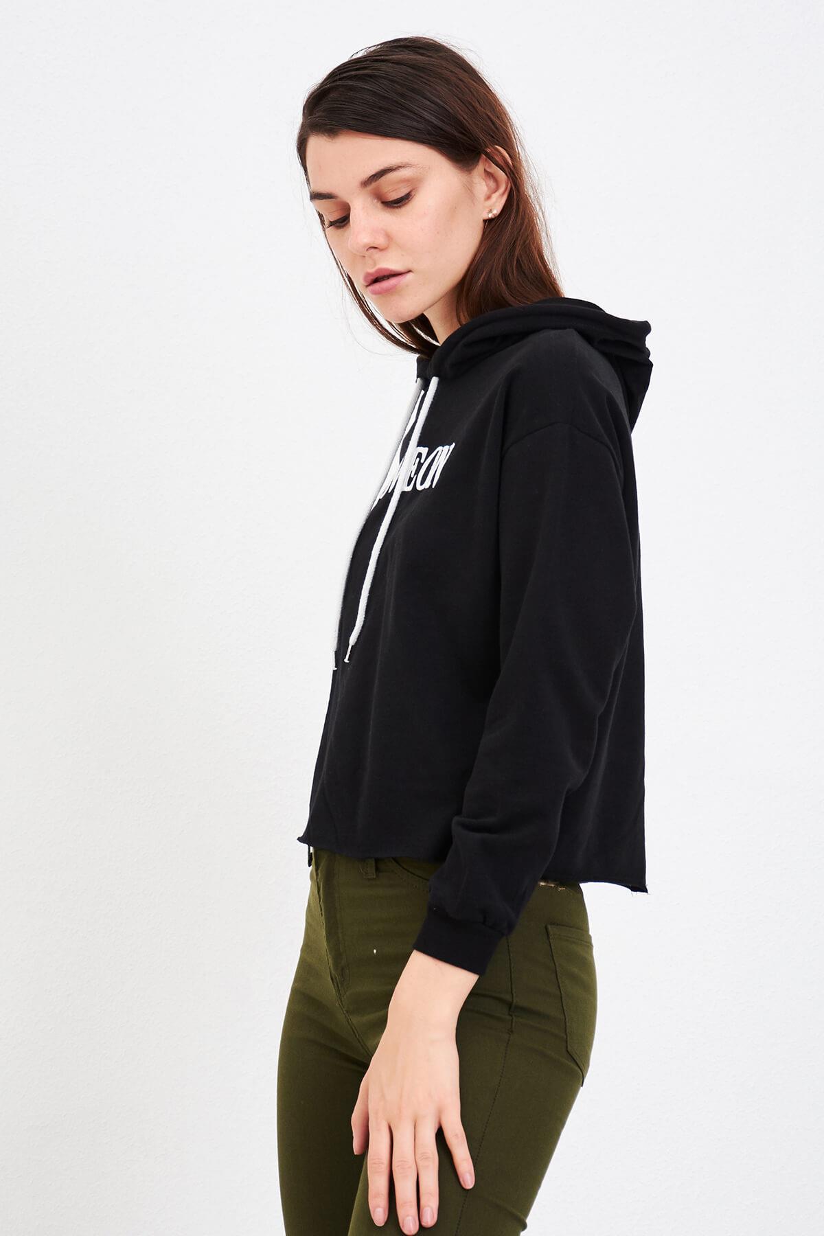 Nakışlı Sweatshirt Siyah