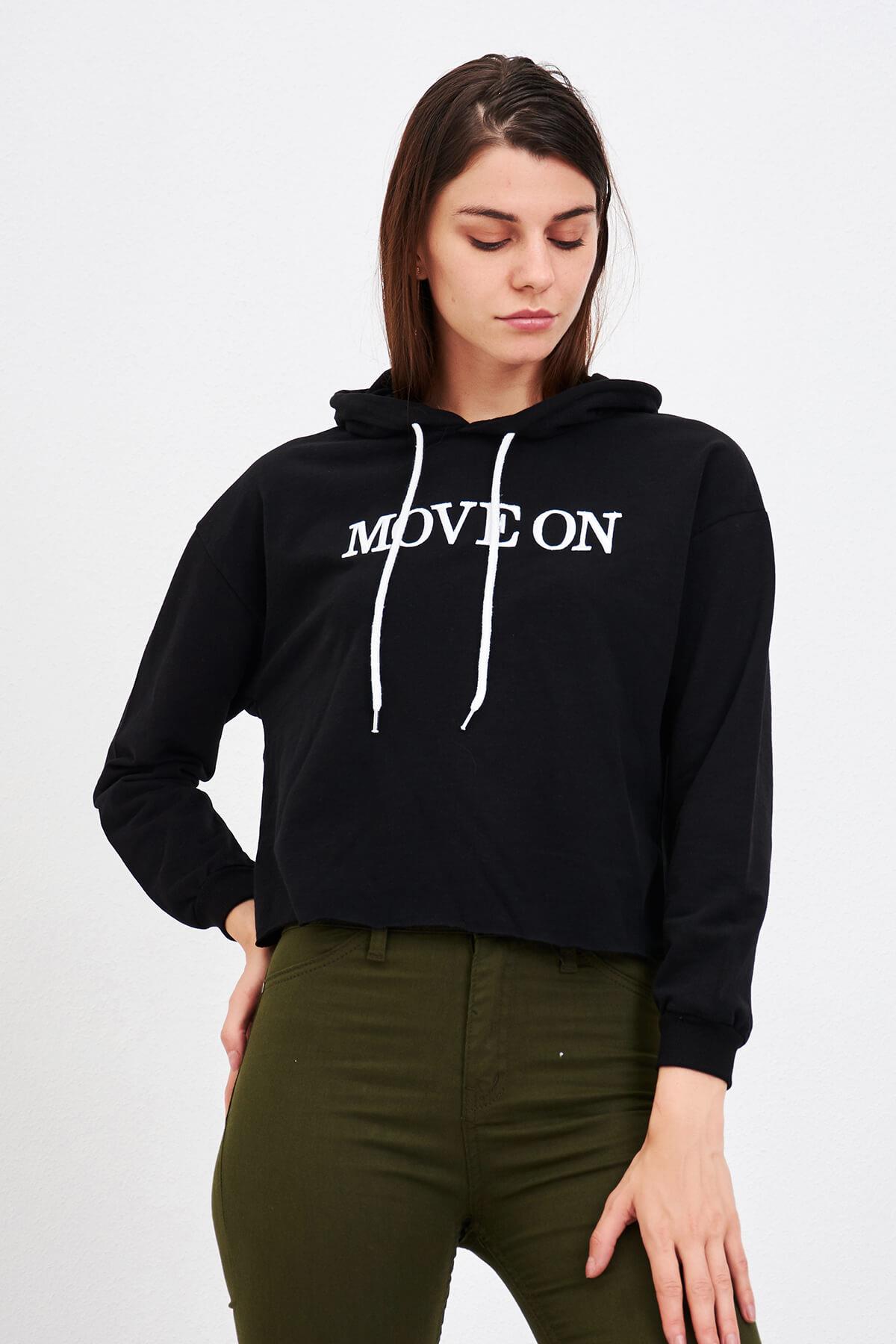 Nakışlı Sweatshirt Siyah
