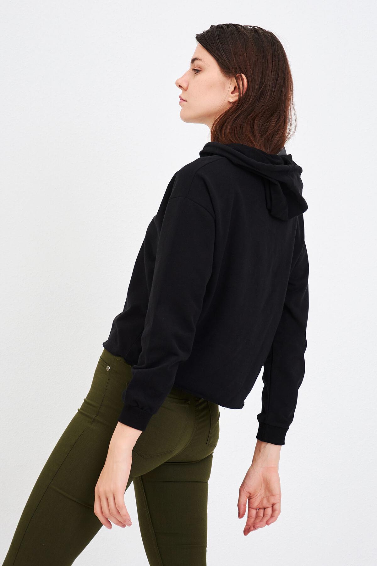 Nakışlı Sweatshirt Siyah