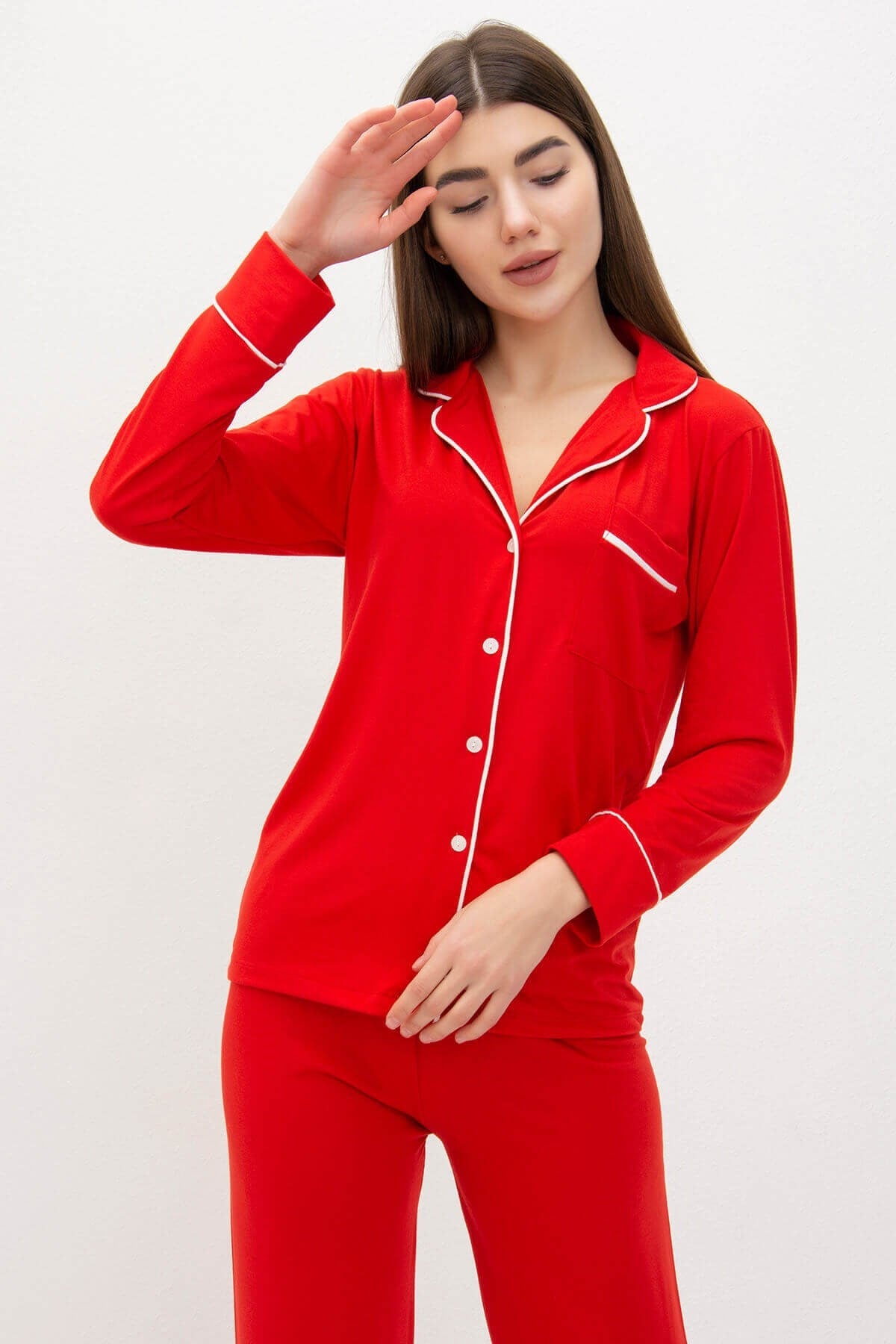 Önden Düğmeli Basic Pijama Takımı