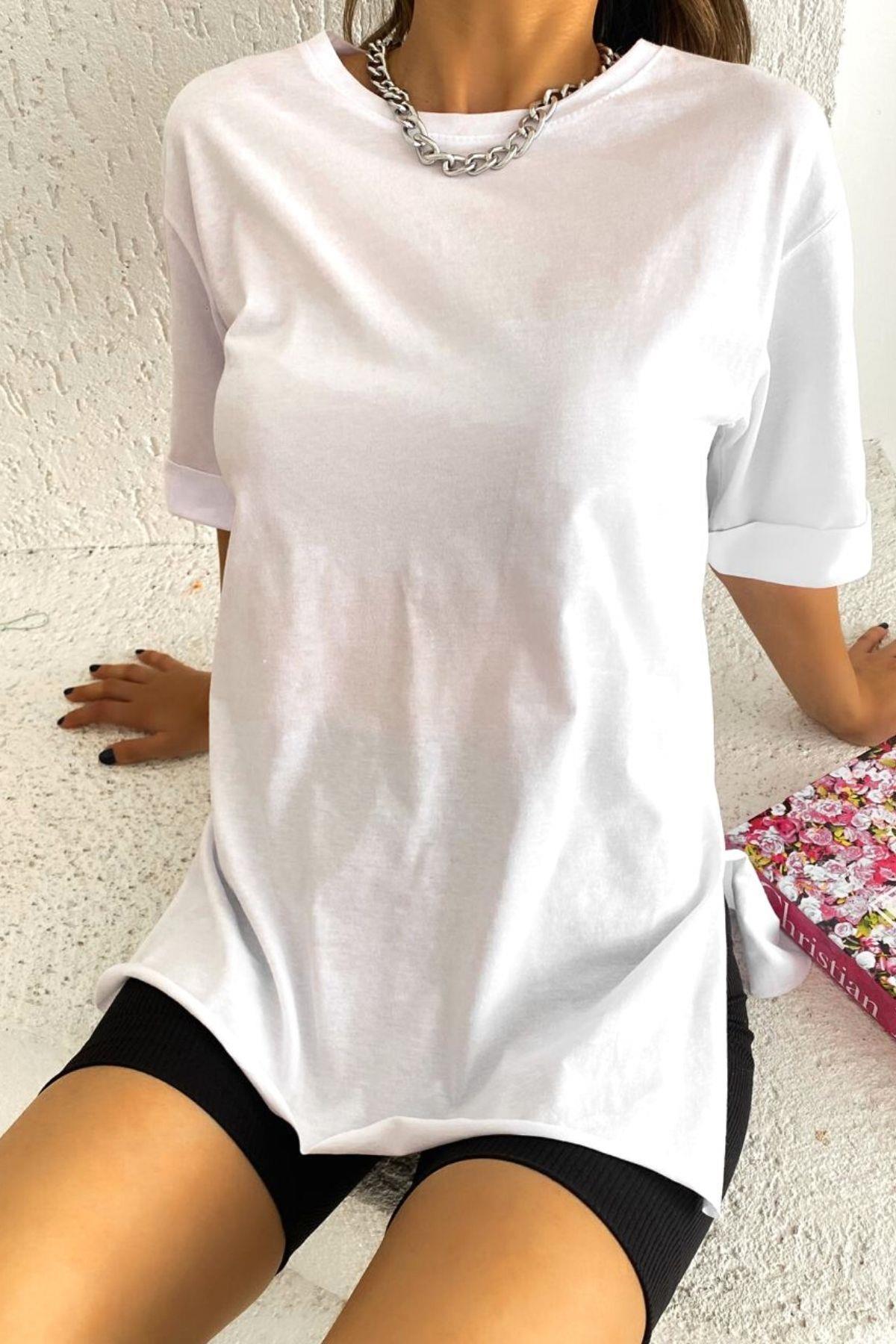 Oversize Basic T-Shirt Beyaz