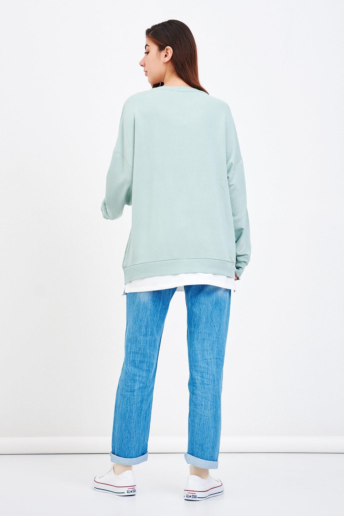 Rahat Kesim Kadın Sweat Mint